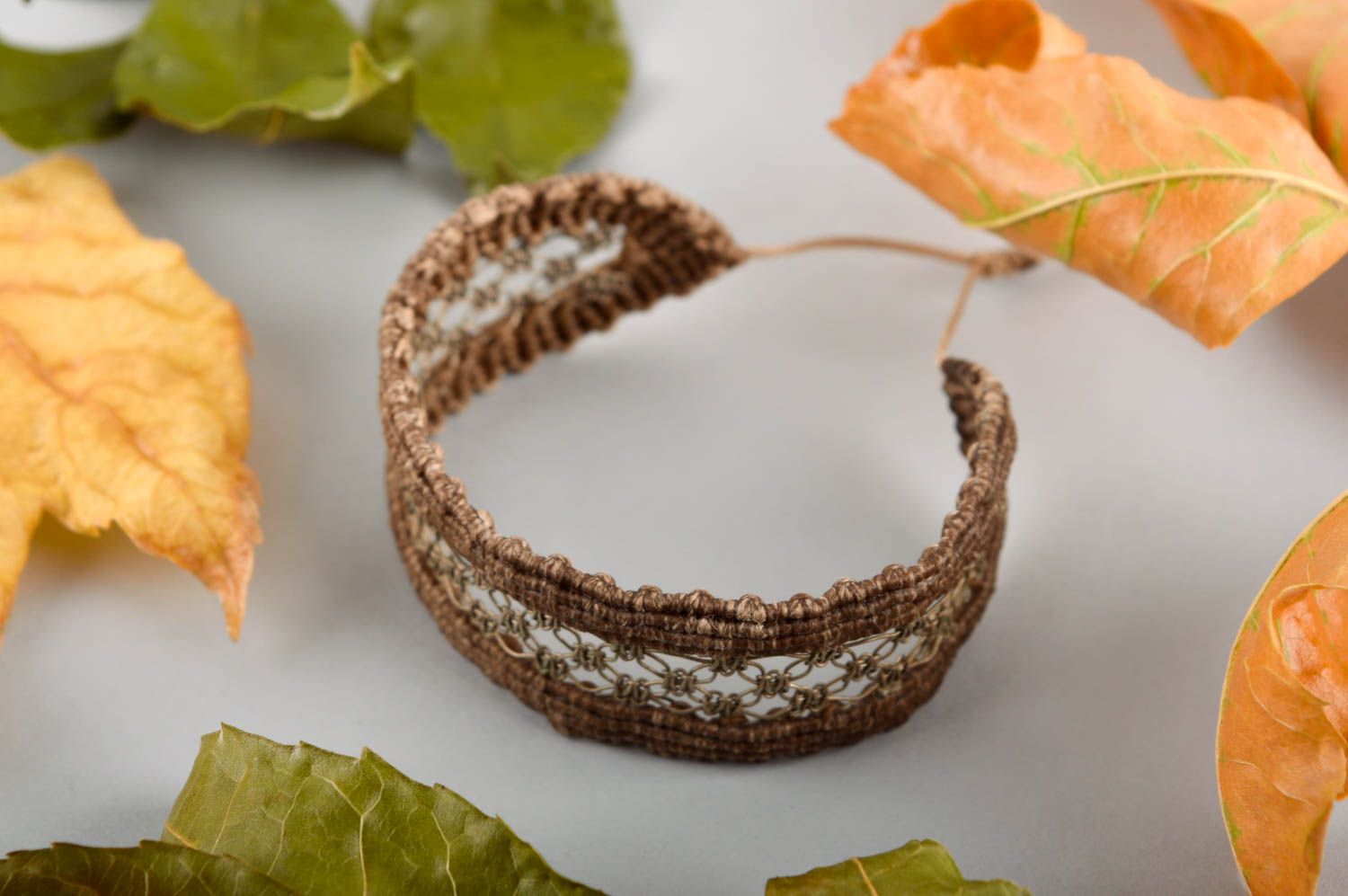 Elegant handmade textile bracelet wide woven bracelet fashion accessories photo 1