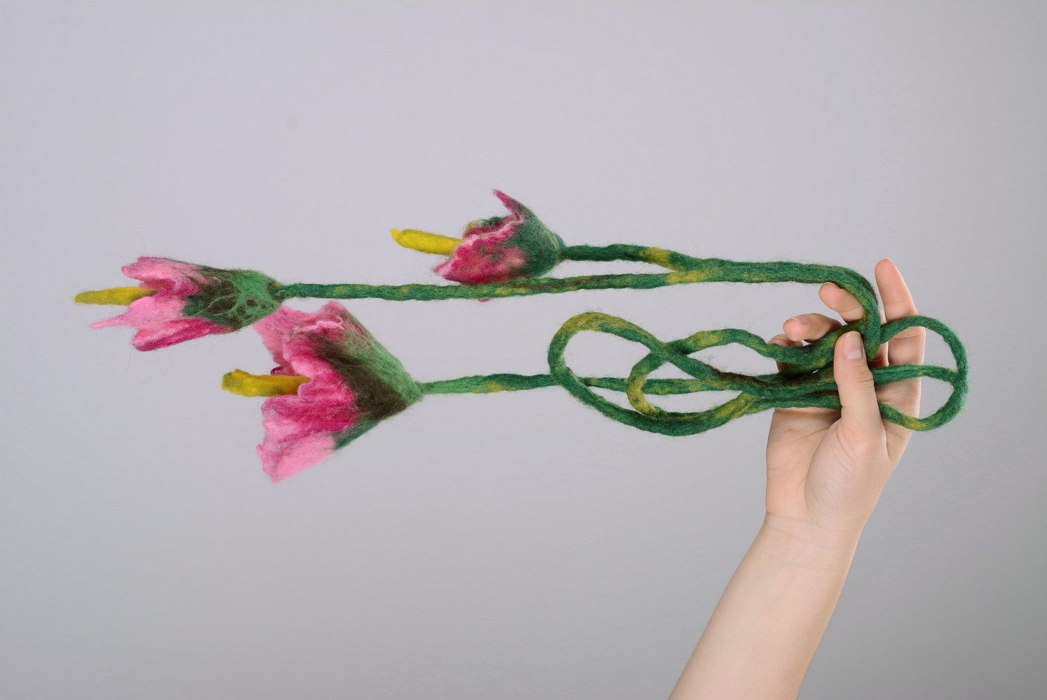 Jewelry made from felted wool Lilies photo 5