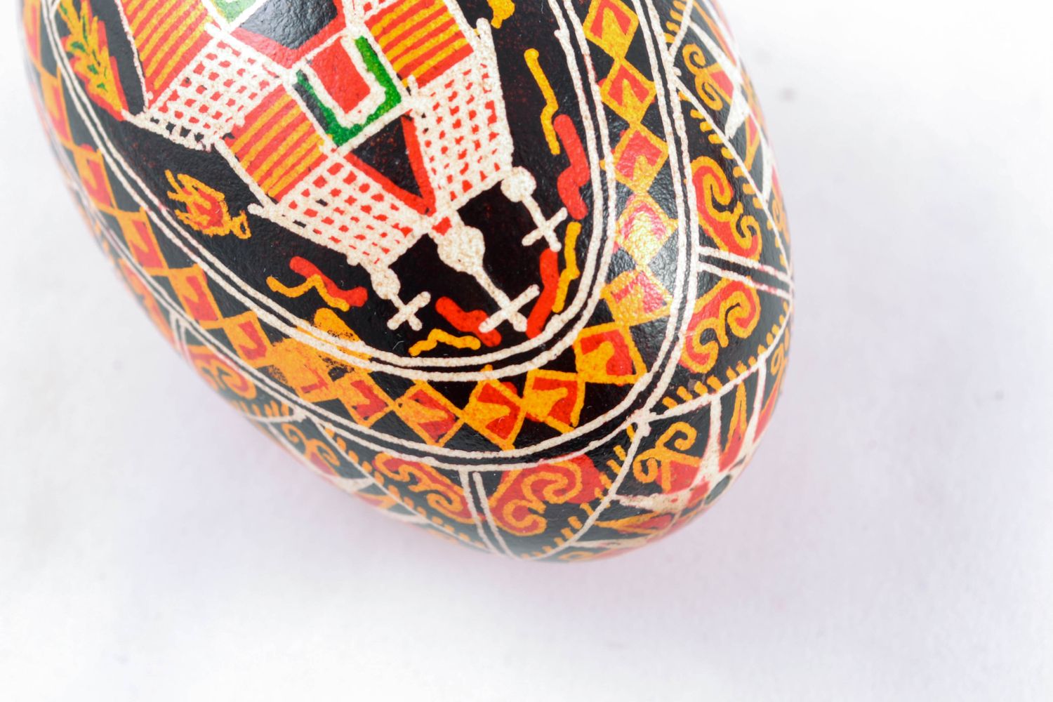 Handmade painted goose egg with sacral symbols photo 5
