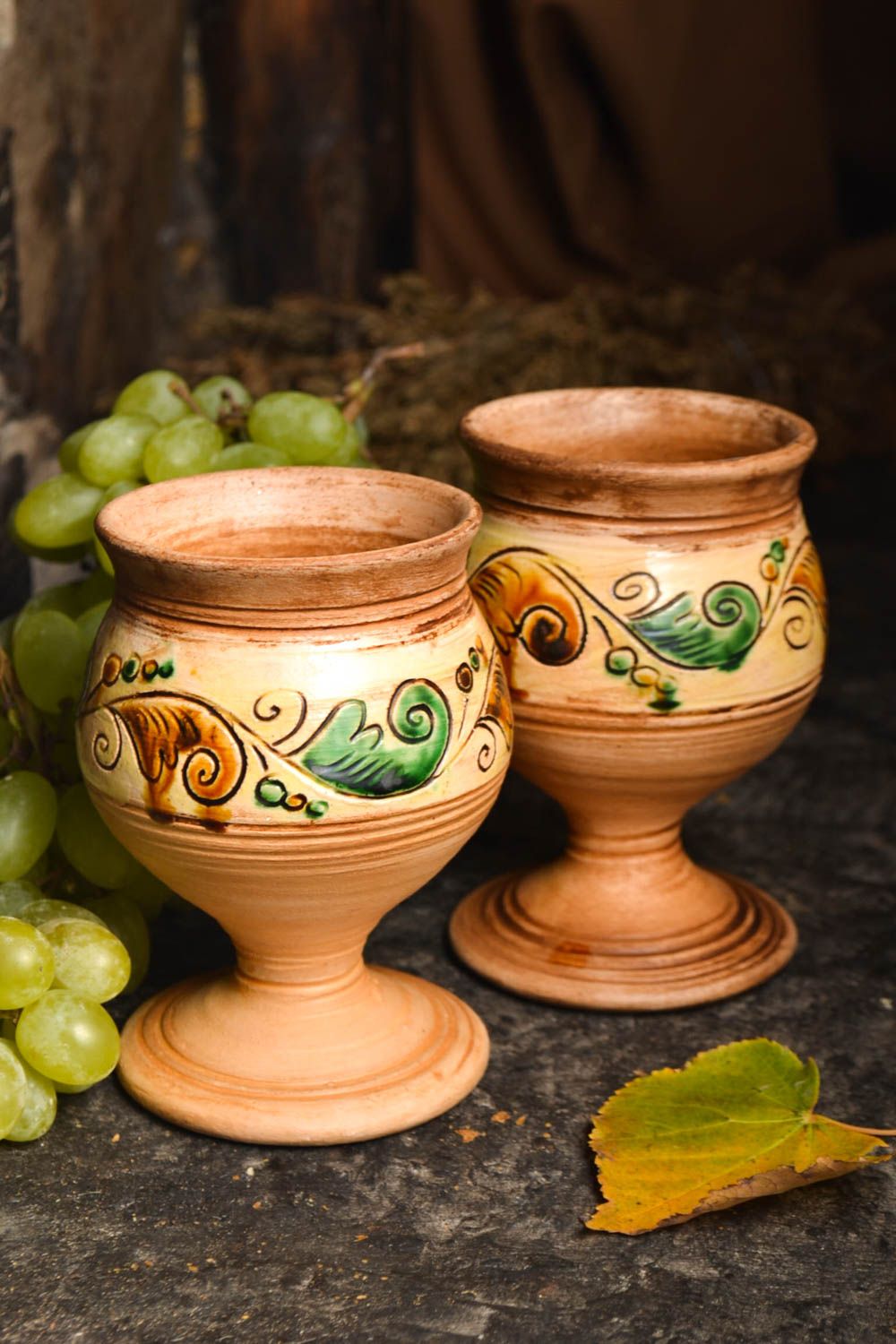 Copas para vino hechas a mano de arcilla vajilla de cerámica regalo original foto 1