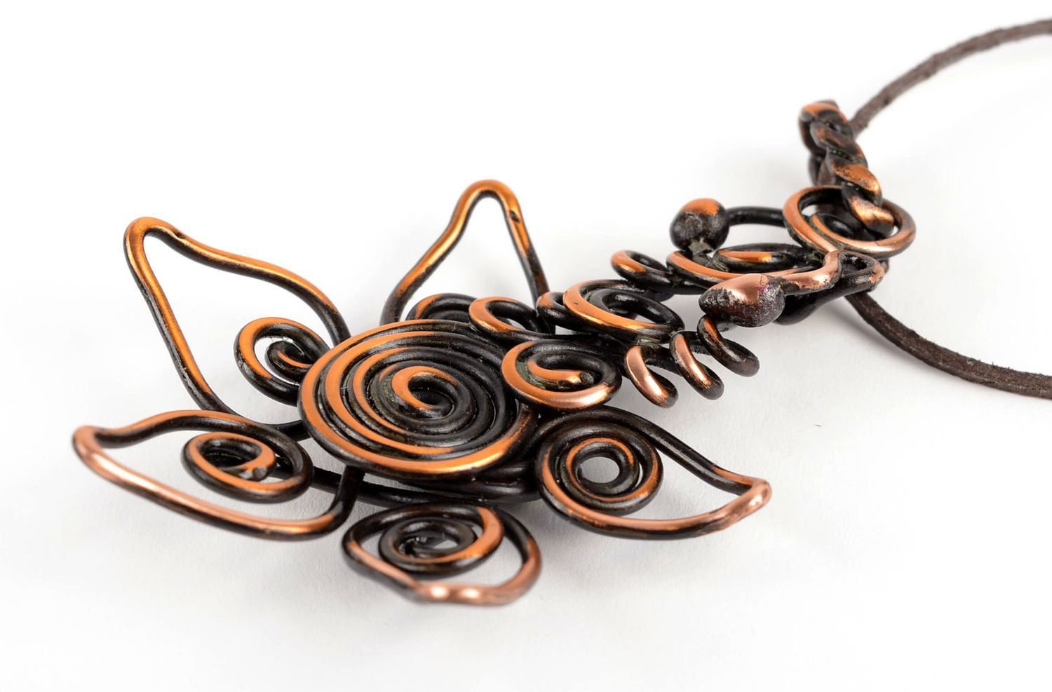 Pendentif fleur Bijou fait main en cuivre design de créateur Cadeau femme photo 2