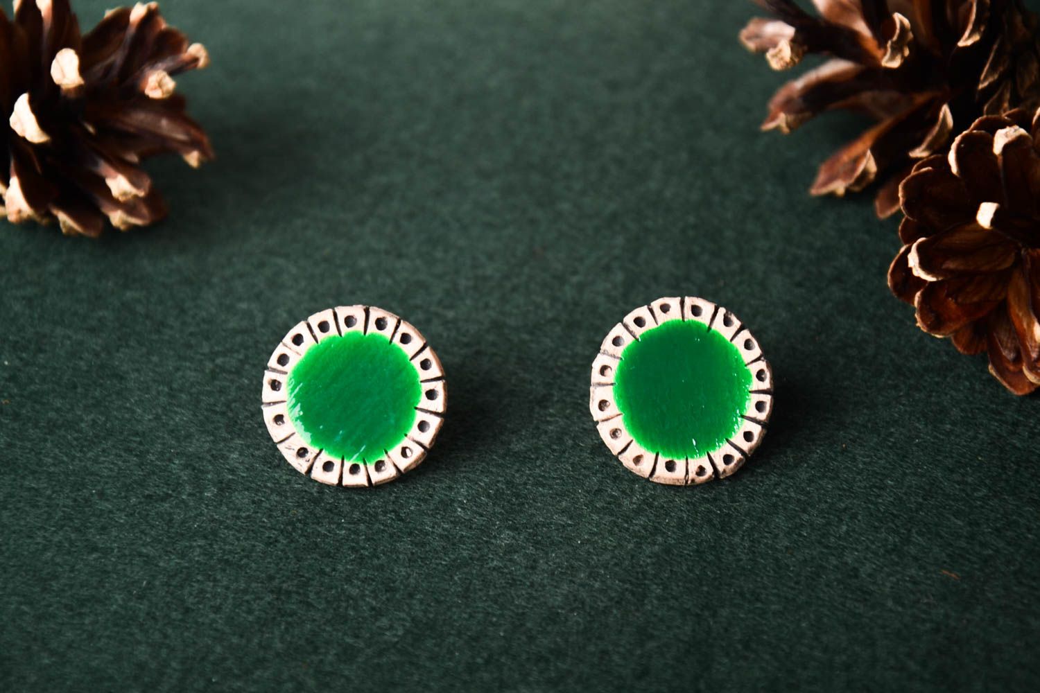 Juwelier Modeschmuck Handmade Ohrringe Schmuck aus Keramik Damen Ohrringe grün foto 1
