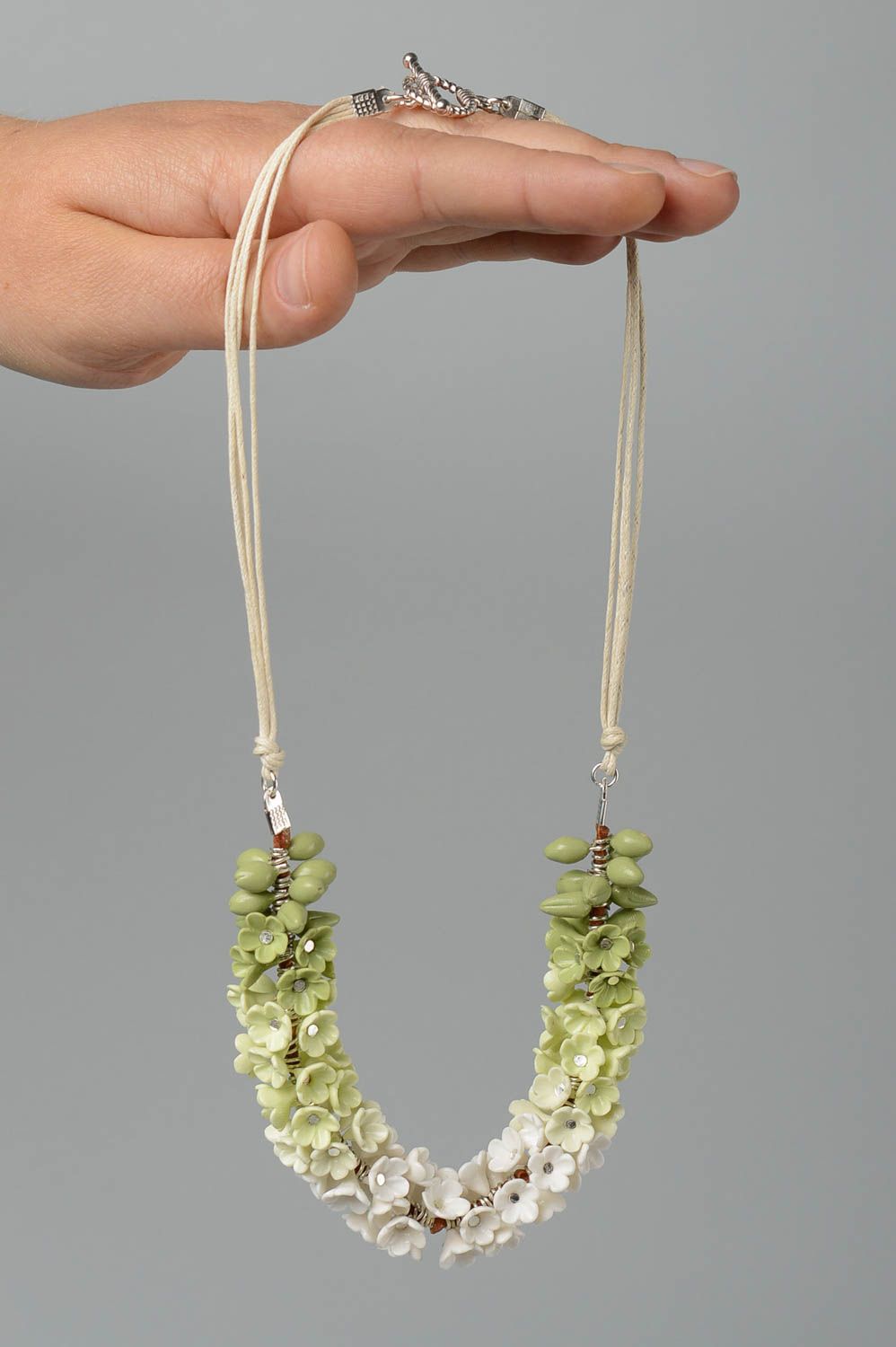 Handmade Damen Collier grüne Blumen Modeschmuck Halskette Accessoire für Frauen foto 5