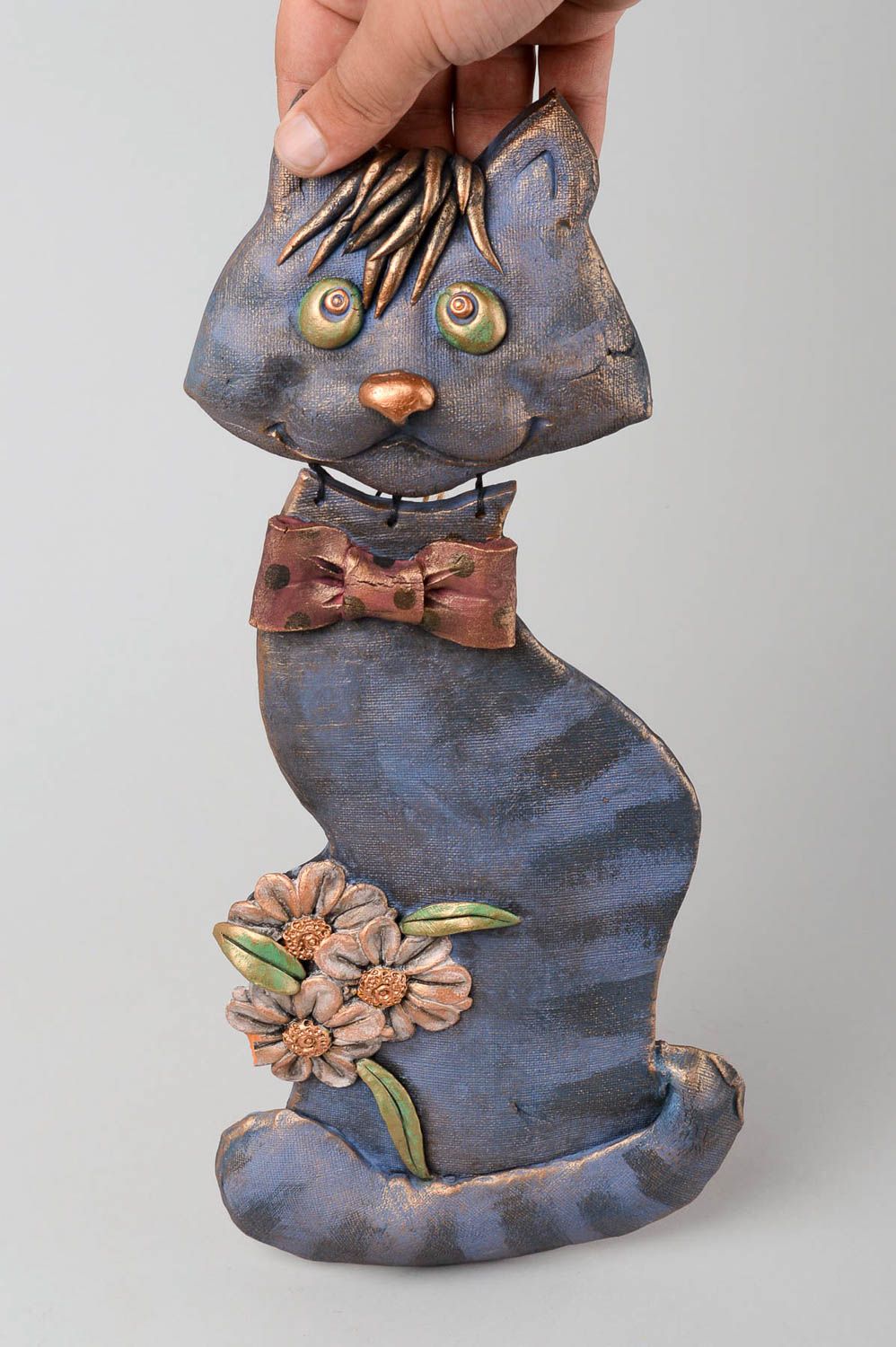 Статуэтка ручной работы фигурка животного глиняная статуэтка кот джентльмен фото 5