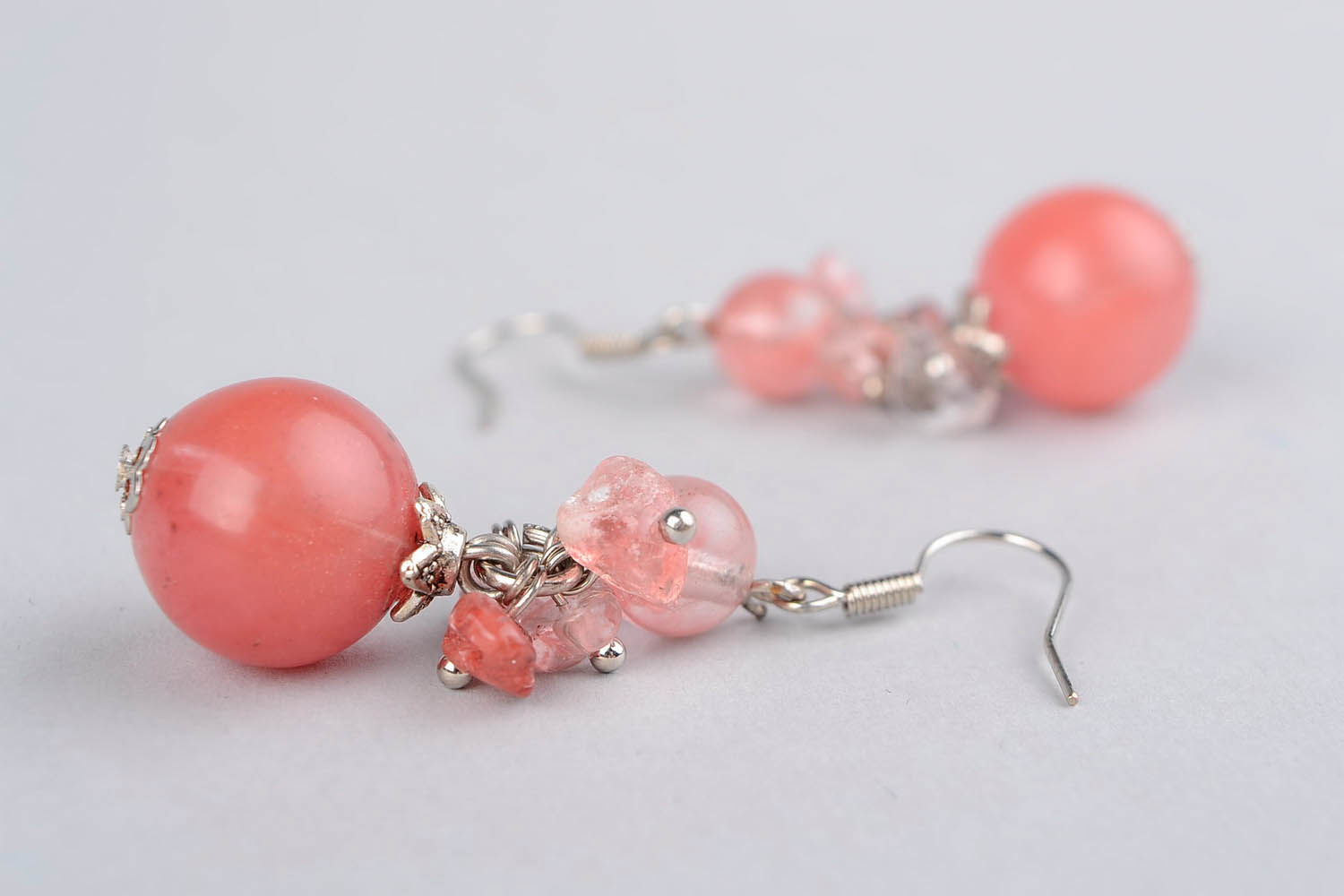 Ball earrings with agate photo 2
