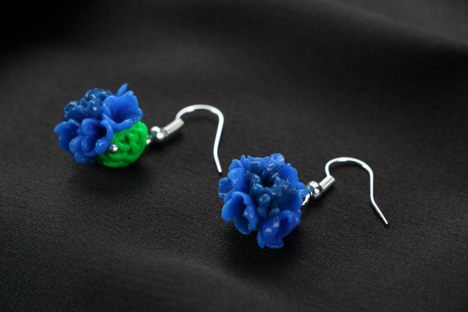 Polymer clay earrings Bouquet of Forget-Me-Nots photo 2