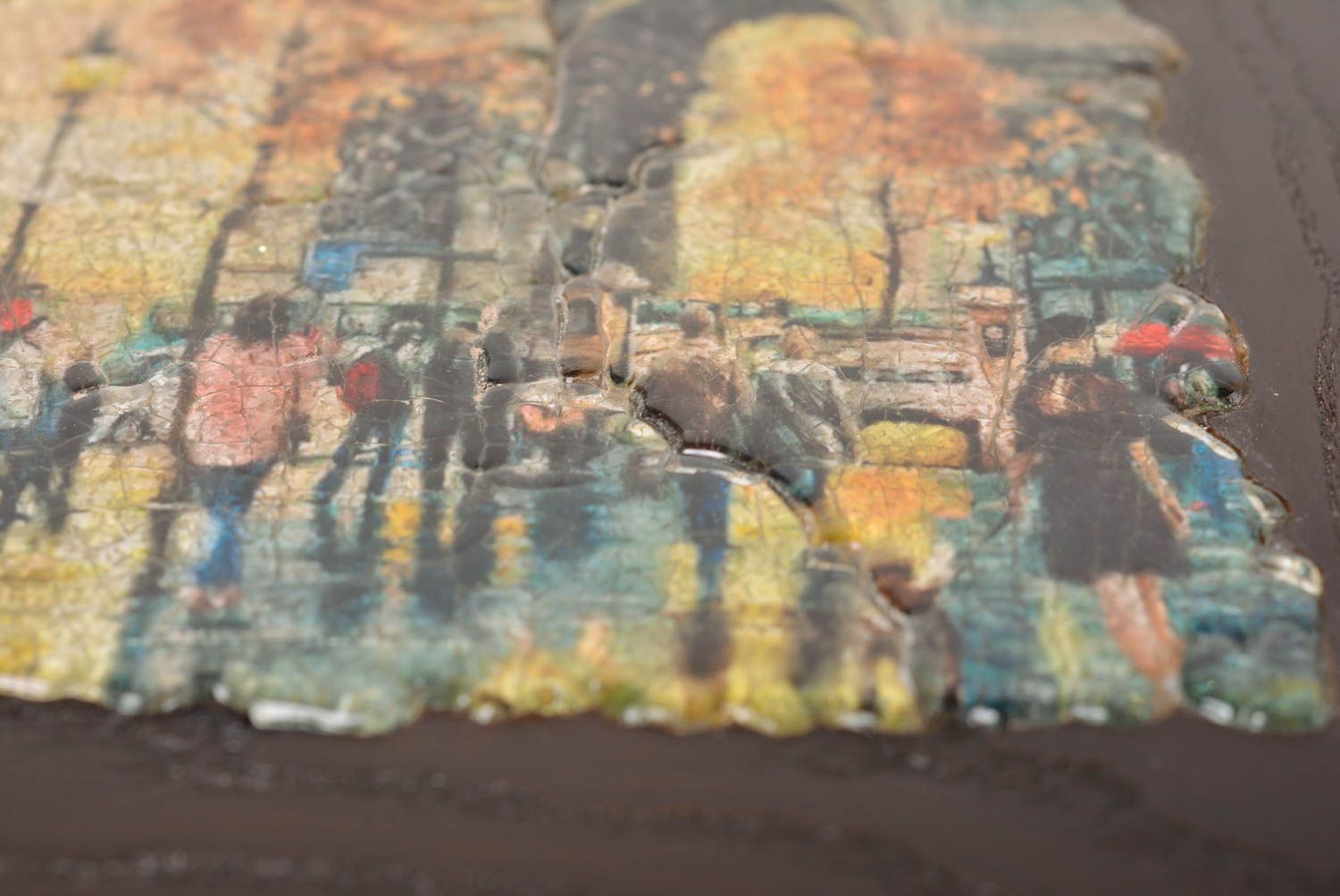 Tableau paysage fait main Décoration murale bois verre Déco chambre originale photo 4