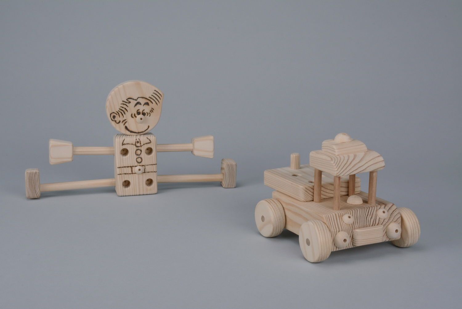 wooden car with a man photo 2