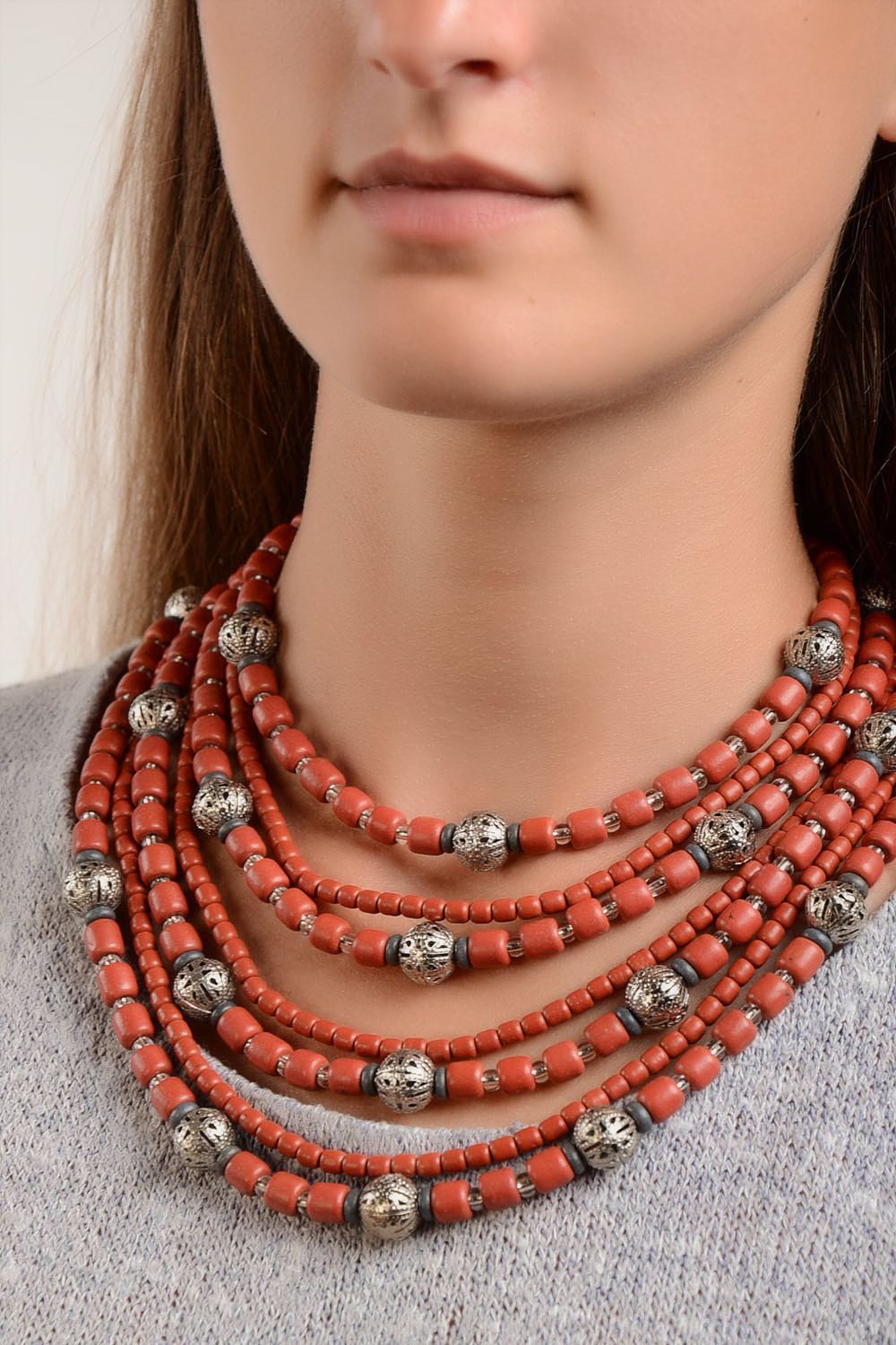 Handmade necklace bead necklace ethnic jewellery ceramic jewelry fashion jewelry photo 1