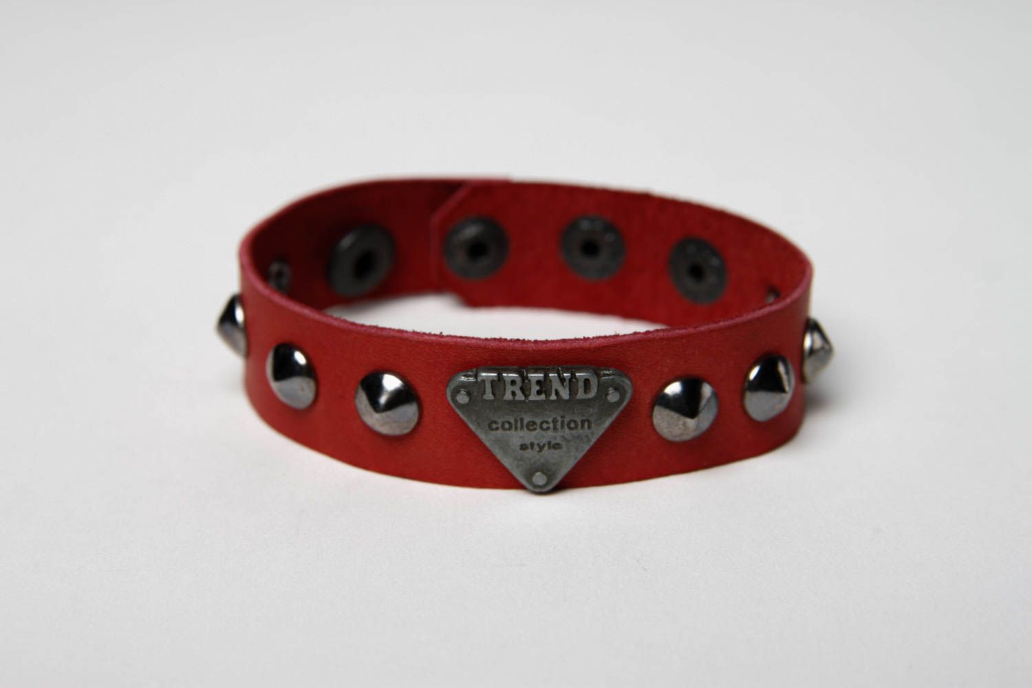 Handmade cute leather bracelet stylish wide bracelet red wrist accessory photo 3