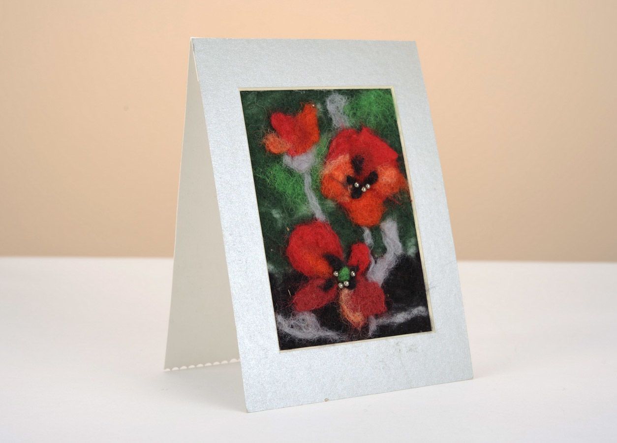 Handgemachte Grußkarte Mohnblumen foto 2