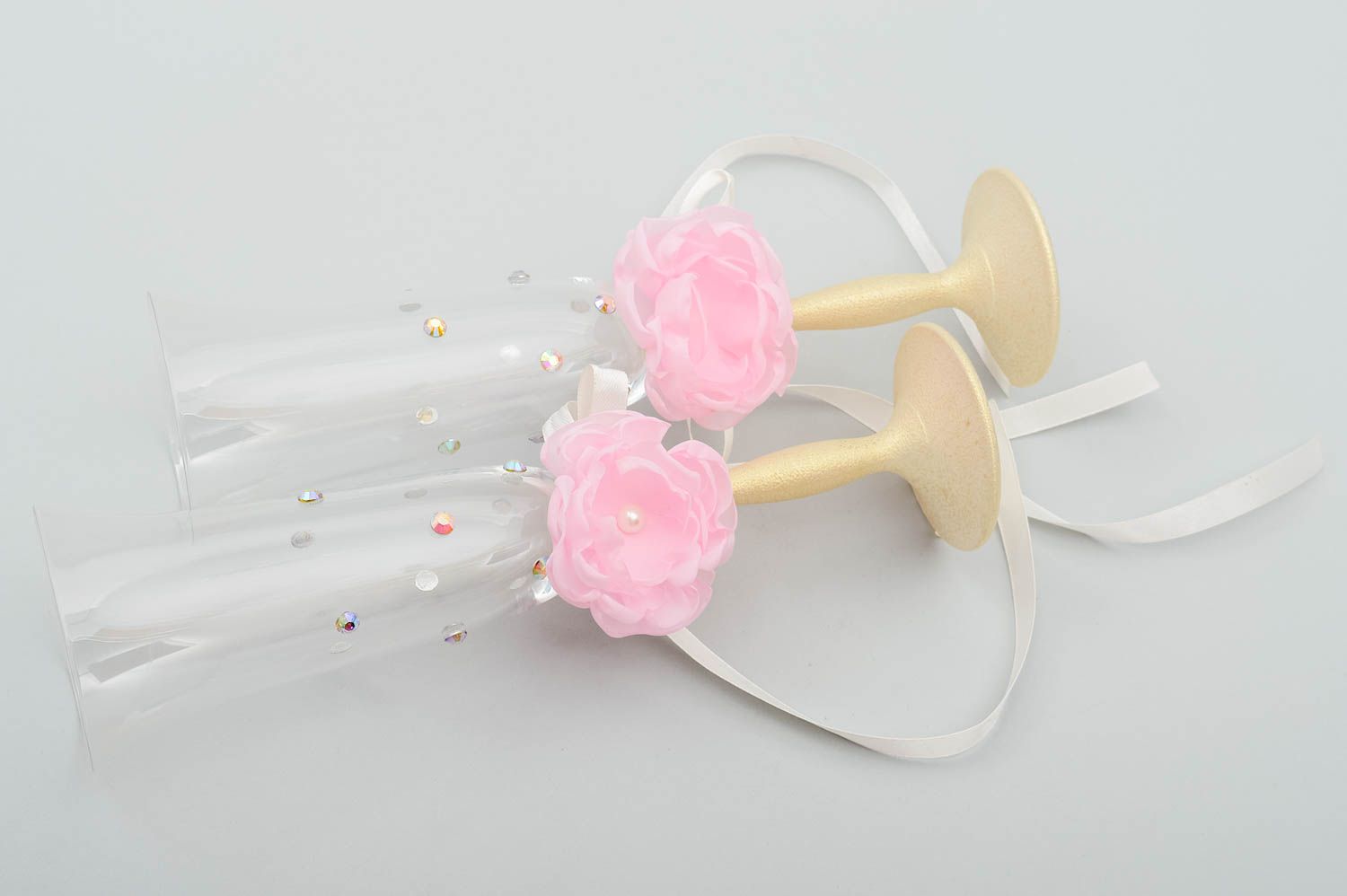 Copas de matrimonio artesanales con cintas accesorio para bodas regalo original foto 4