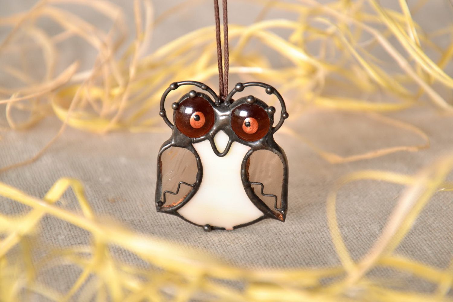 Interior stained glass pendant Owl photo 2