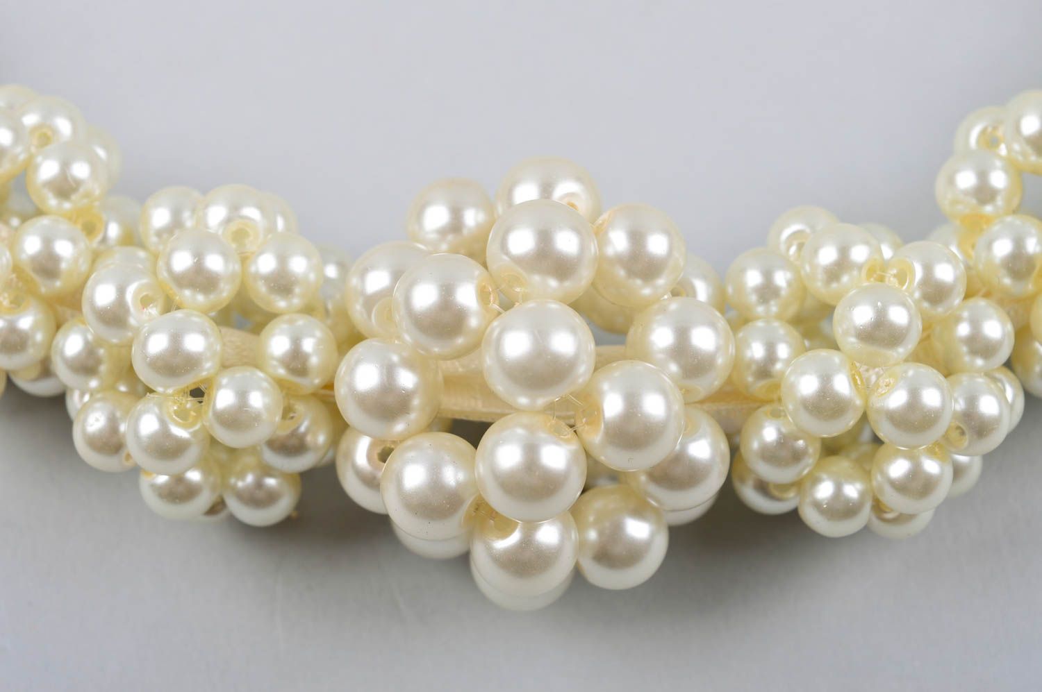 Necklace made of plastic pearls handmade accessory stylish jewelry for women photo 3