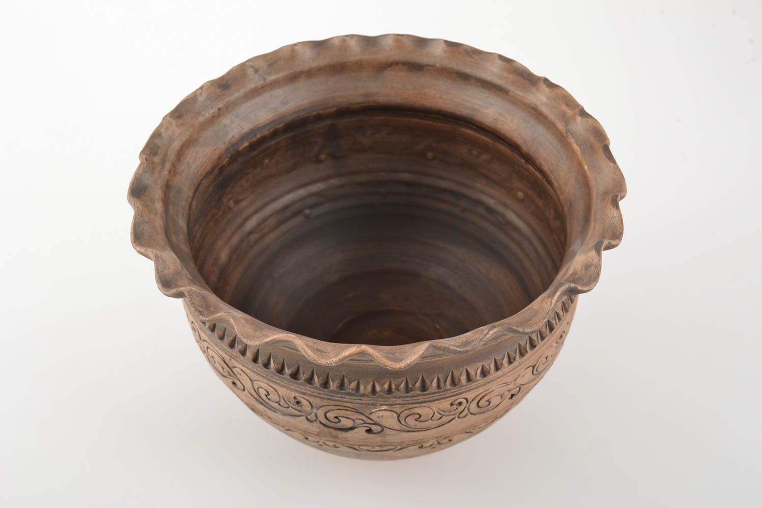 Bol en argile fait main poterie ethnique originale capacité de 3 litres photo 4