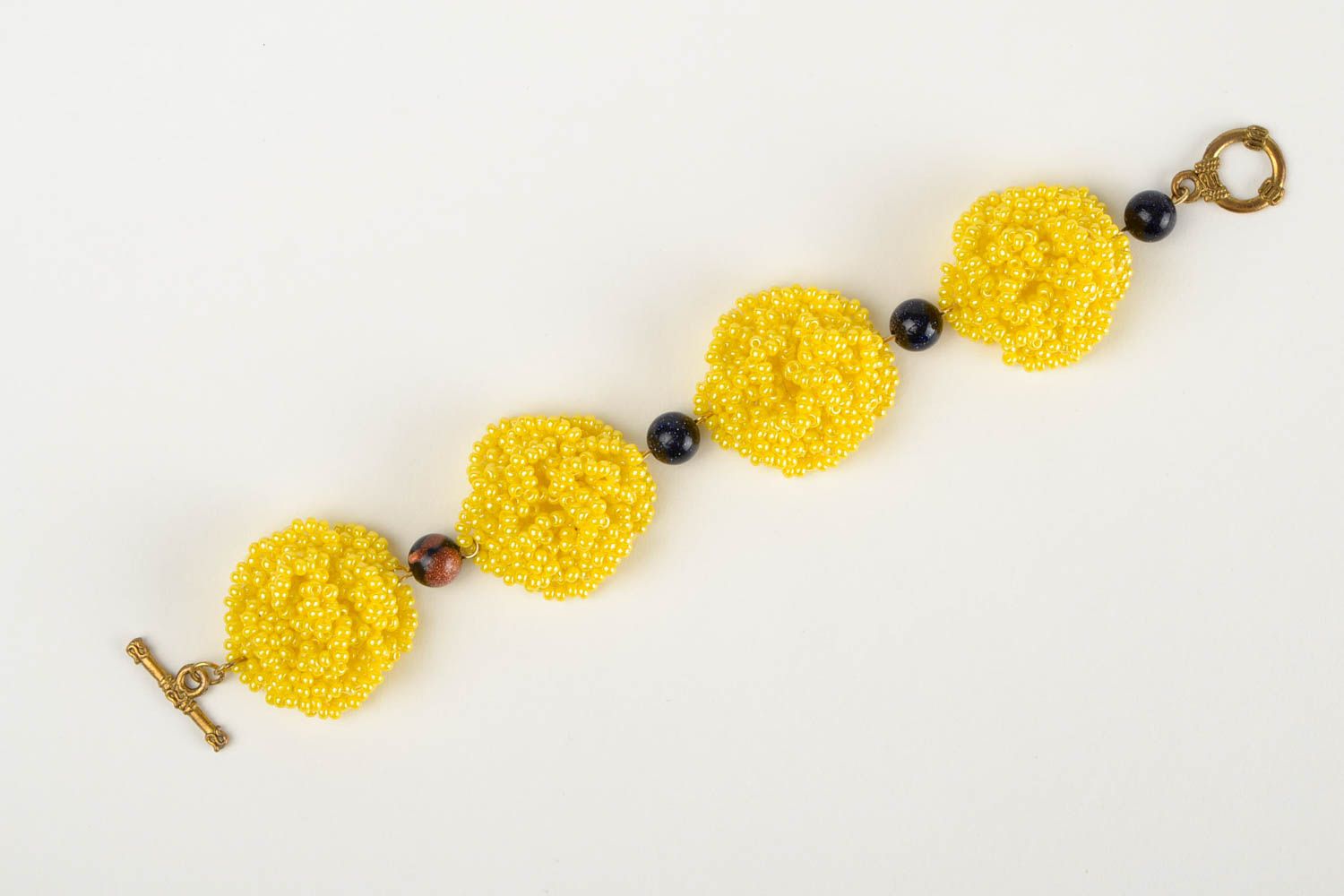 Bracelet perles de rocaille Bijou fait main jaune avec aventurine Cadeau femme photo 3