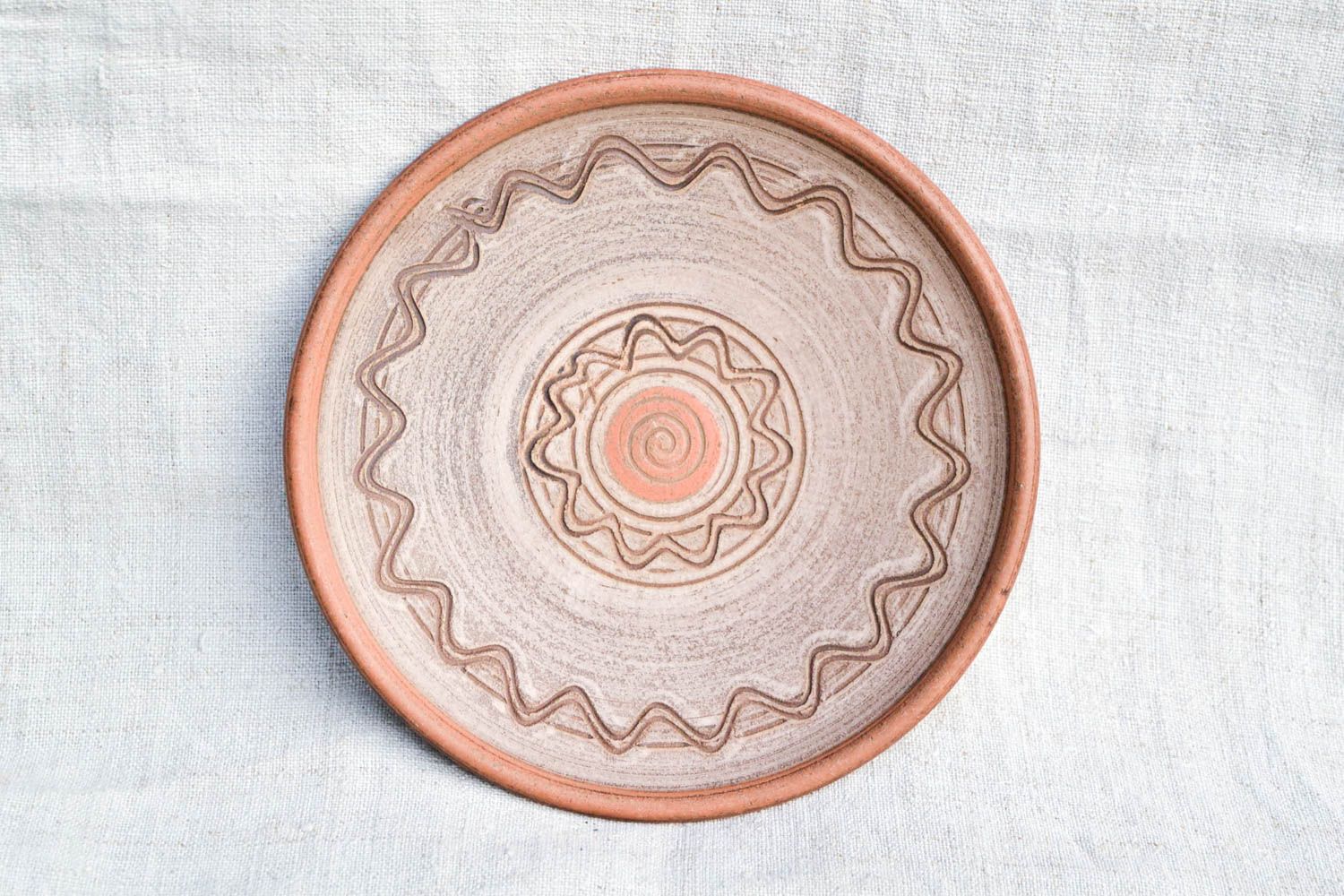 Керамическая тарелка ручной работы глиняная посуда расписная тарелка этнос фото 3