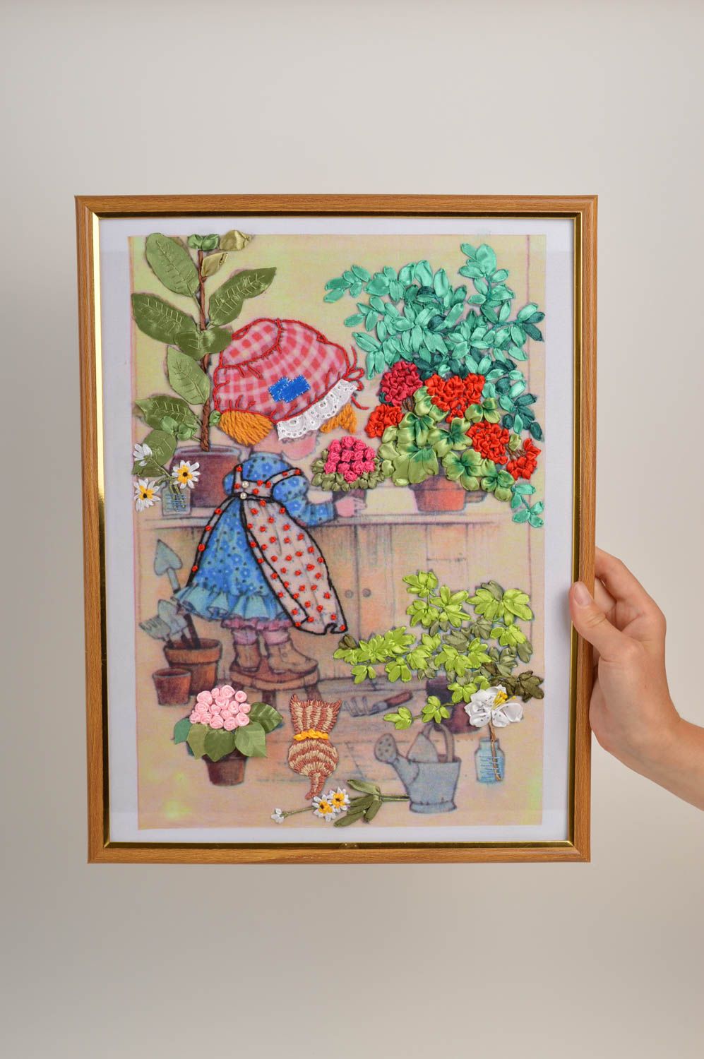 Handmade designer embroidered picture beautiful unusual picture textile painting photo 5