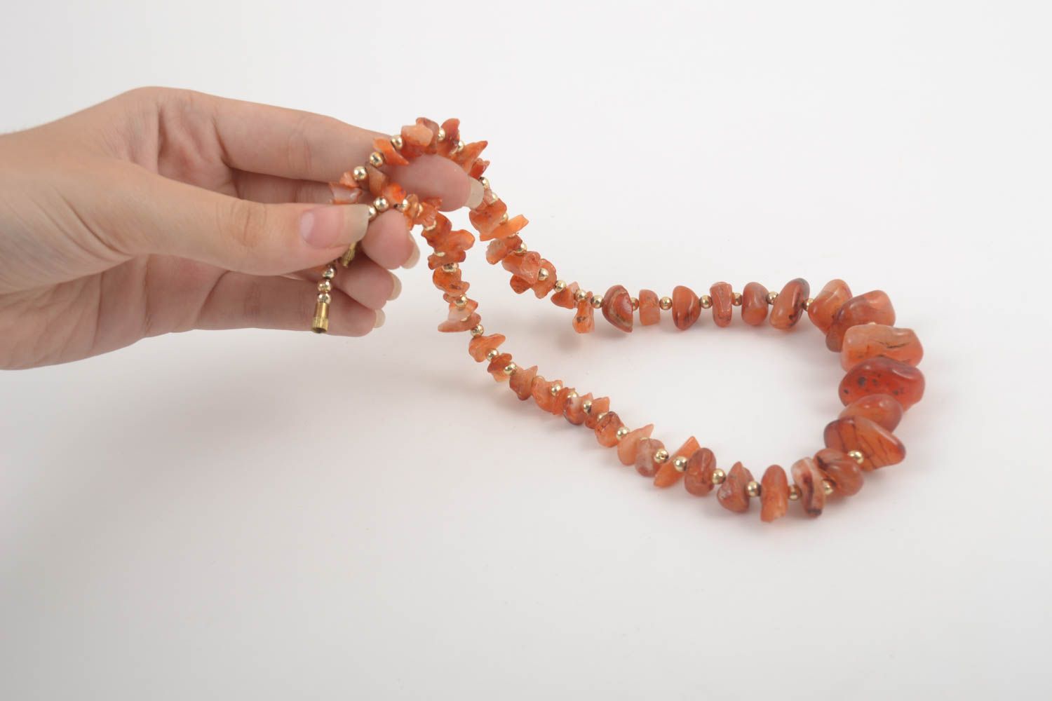Handmade necklace made of natural stones cornelian necklace fashion jewlery photo 5