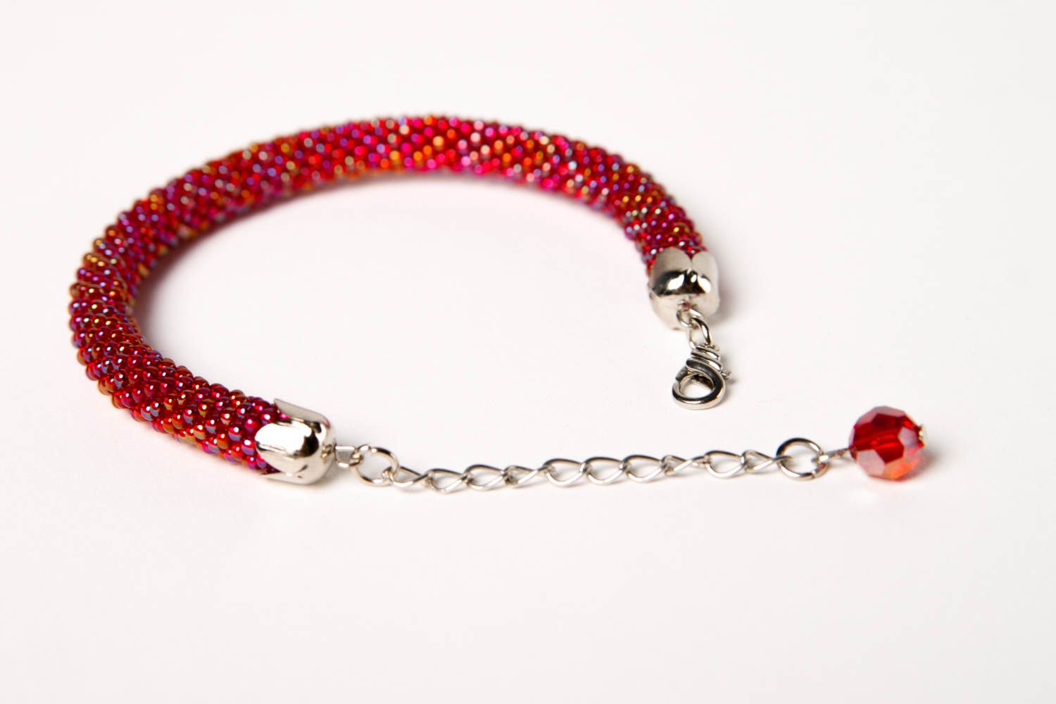 Bracelet perles rocaille Bijou fait main couleur rouge Accessoire femme photo 4