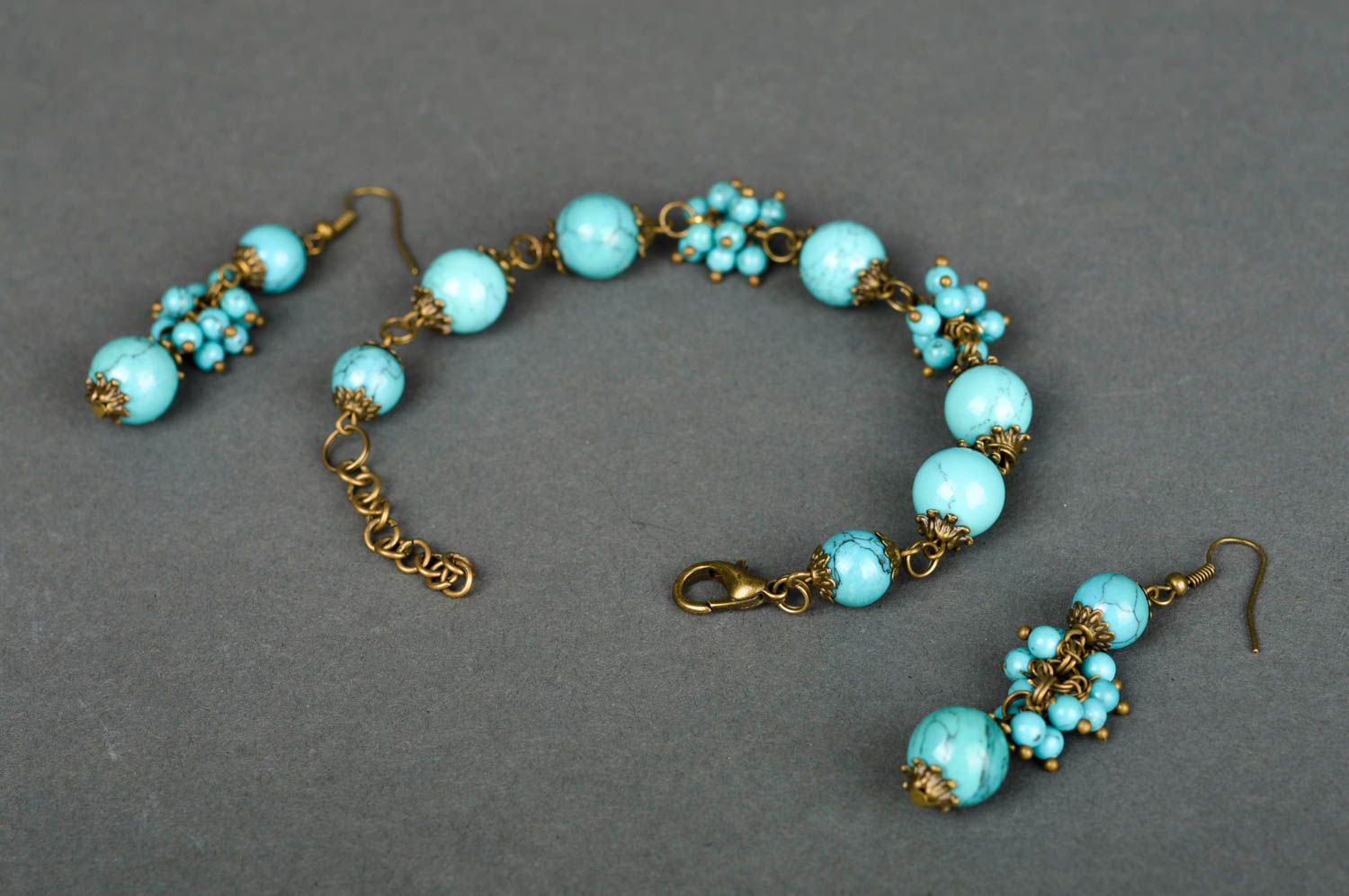 Handmade gemstone jewelry set beaded earrings bracelet designs gifts for her photo 5