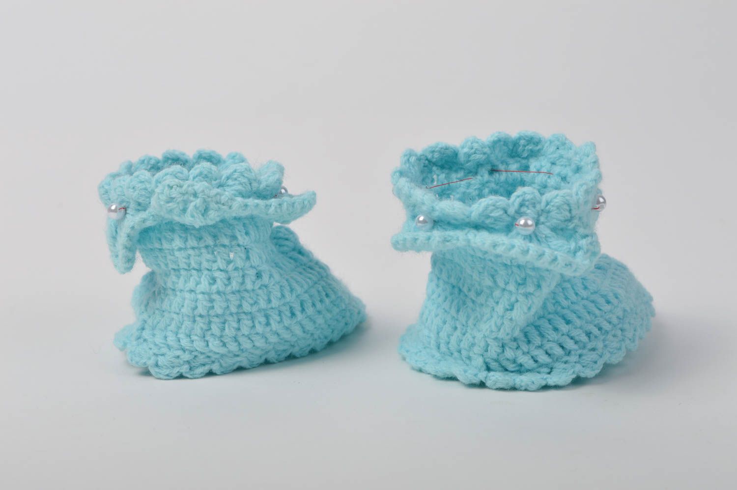 Handmade Baby Häkelschuhe schöne Babyschuhe Geschenkidee für Baby blau foto 4