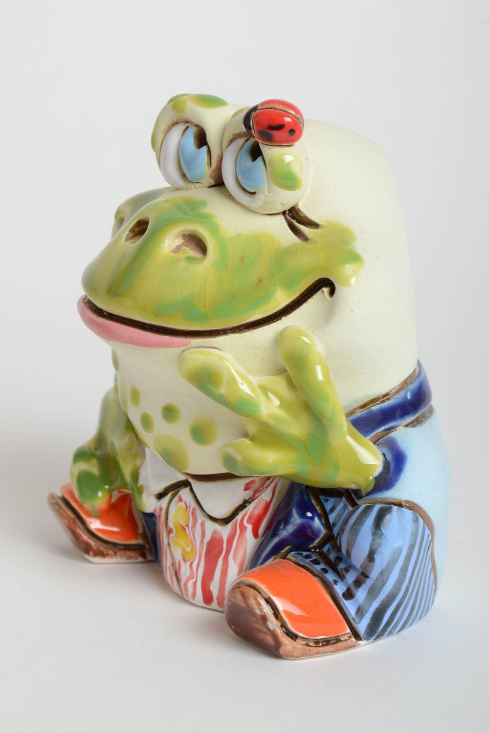 Keramik Spardose Wohzimmer Deko handmade Geschenk für Kind Deko Element Frosch foto 5