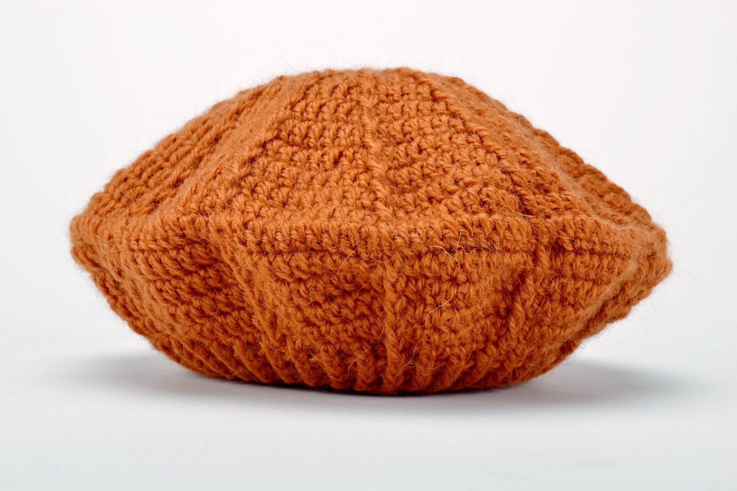 Orange knitted beret photo 5