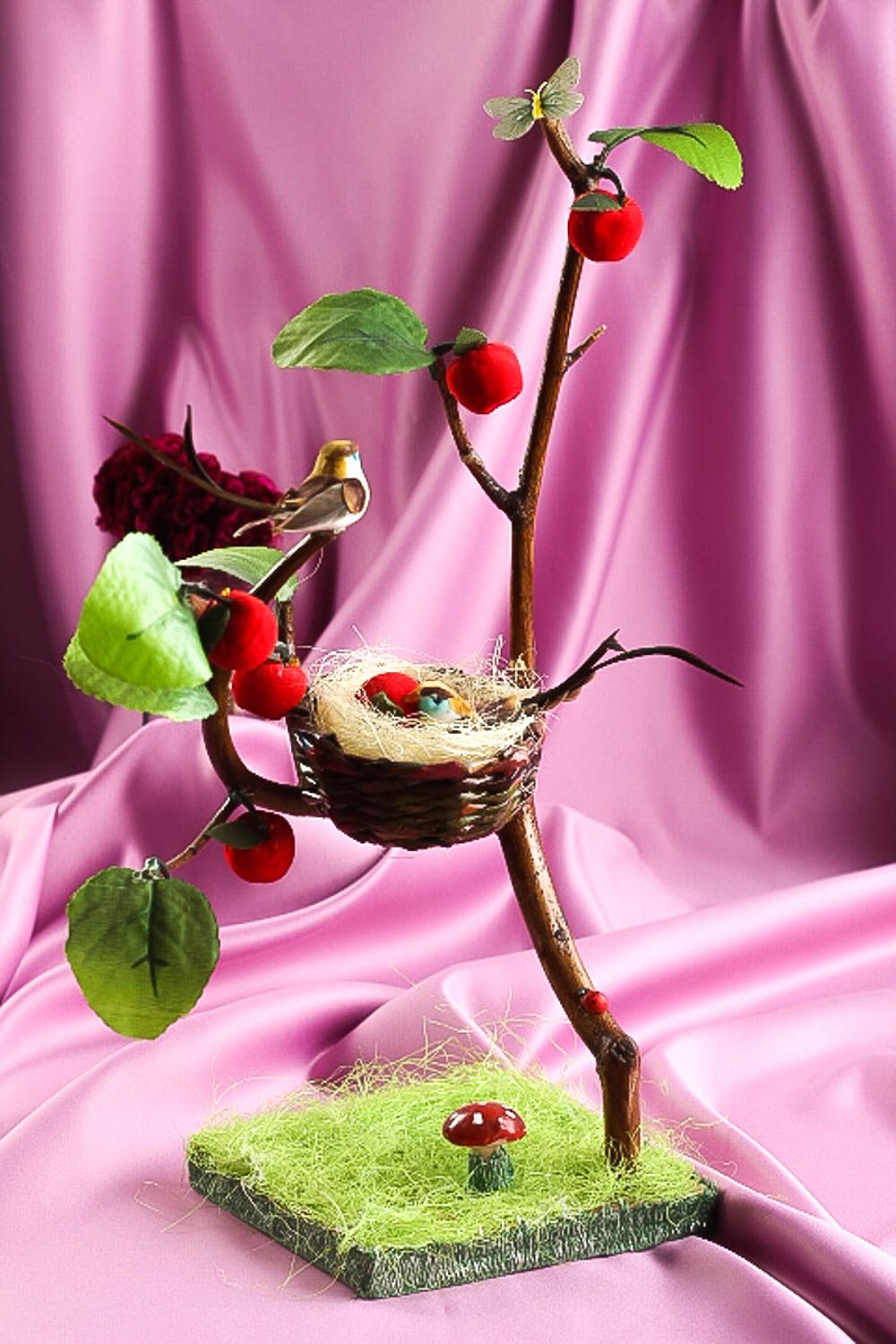 Handmade Baum künstlich Deko Baum originelles Geschenk Deko Artikel mit Vogel foto 1