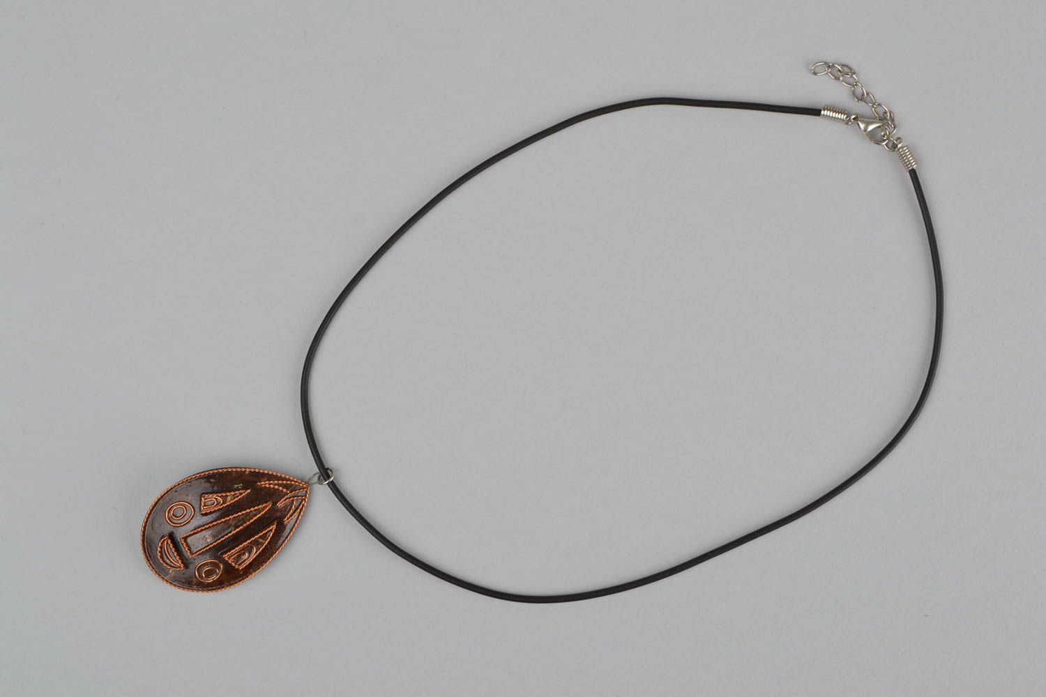 Unusual handmade coconut shell pendant botanical jewelry fashion accessories photo 3