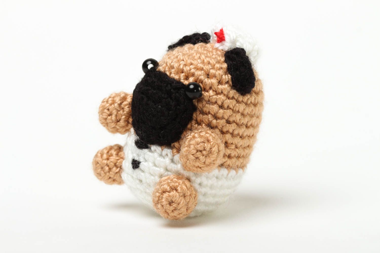 Knitted stuffed pug 3 inches toy for baby girl or boy photo 2