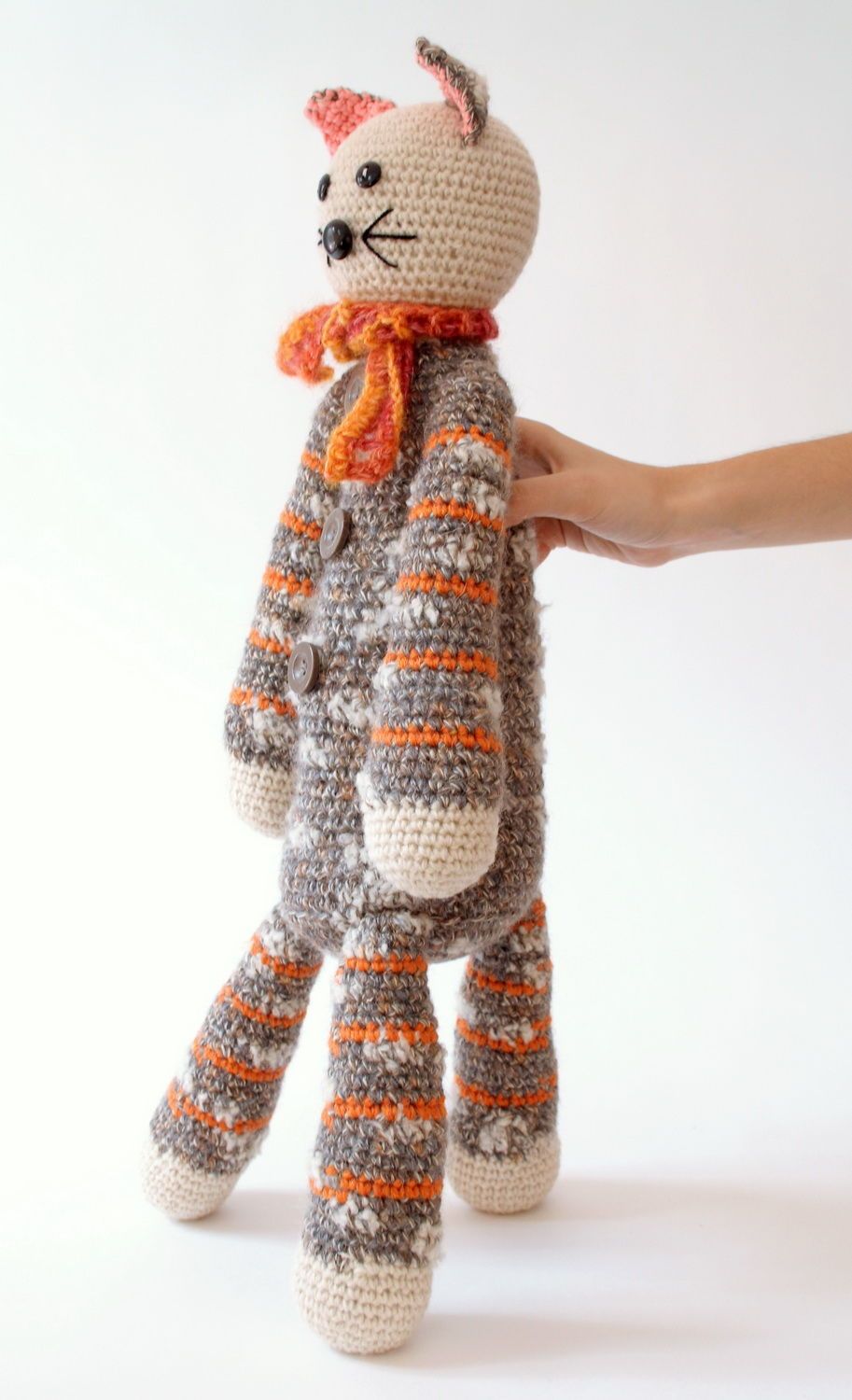 Peluche artisanale tricotée en laine Chat photo 4