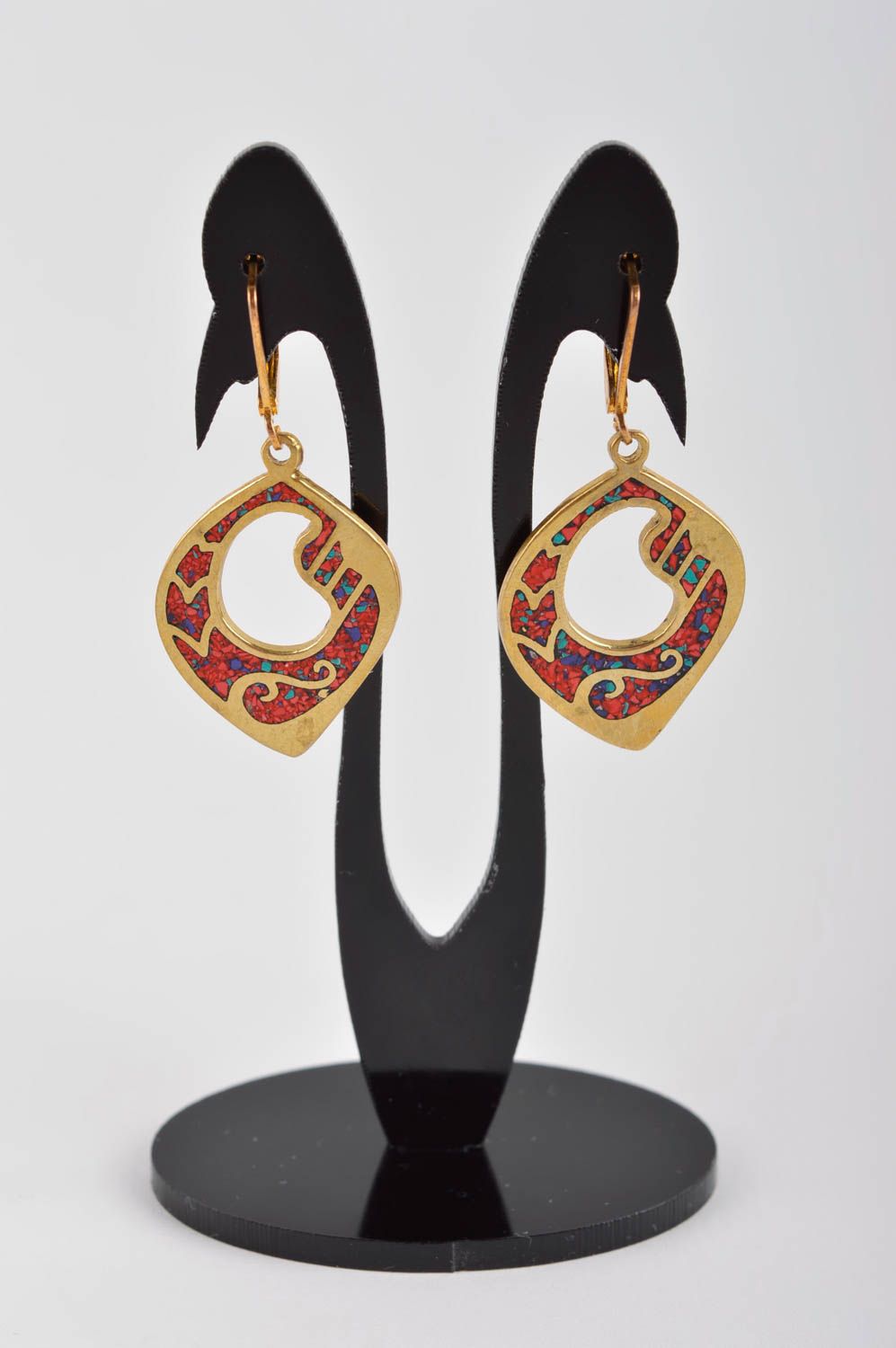 Handmade female elegant earrings stylish brass earrings stylish accessory photo 2