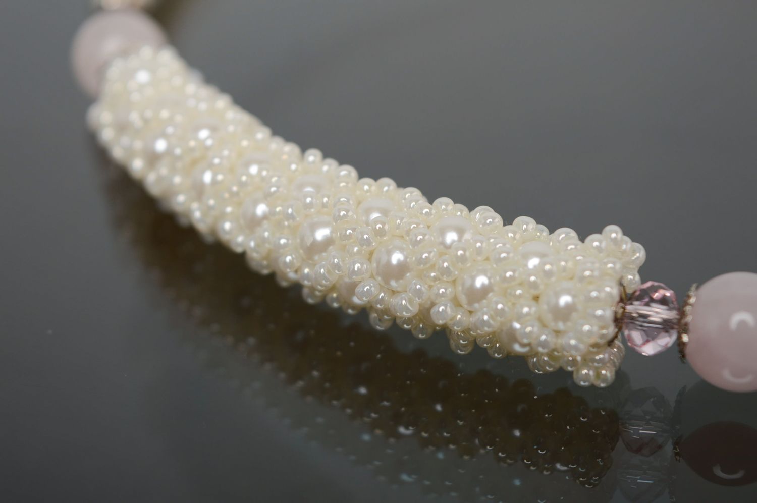 Collier spirale en perles de rocaille avec perles d'imitation fait main  photo 2