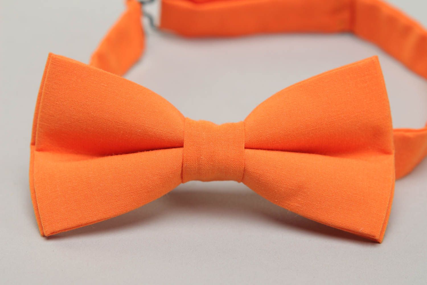 Orange cotton fabric bow tie photo 2