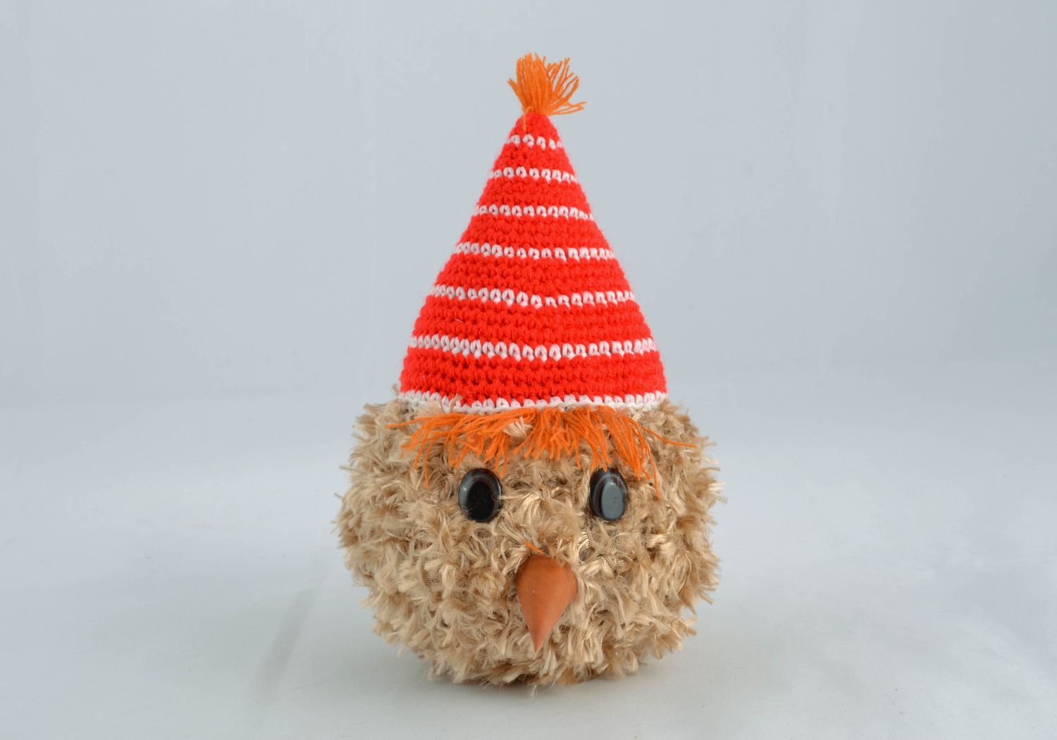 Doudou tricoté original Oiseau en bonnet photo 1