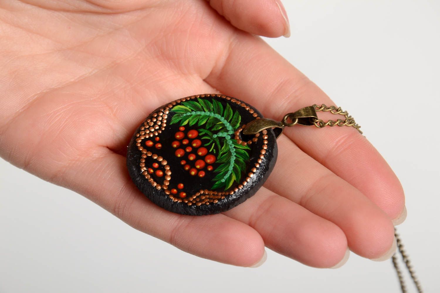 Handmade pendant unusual pendant clay accessory for girls designer jewelry photo 4