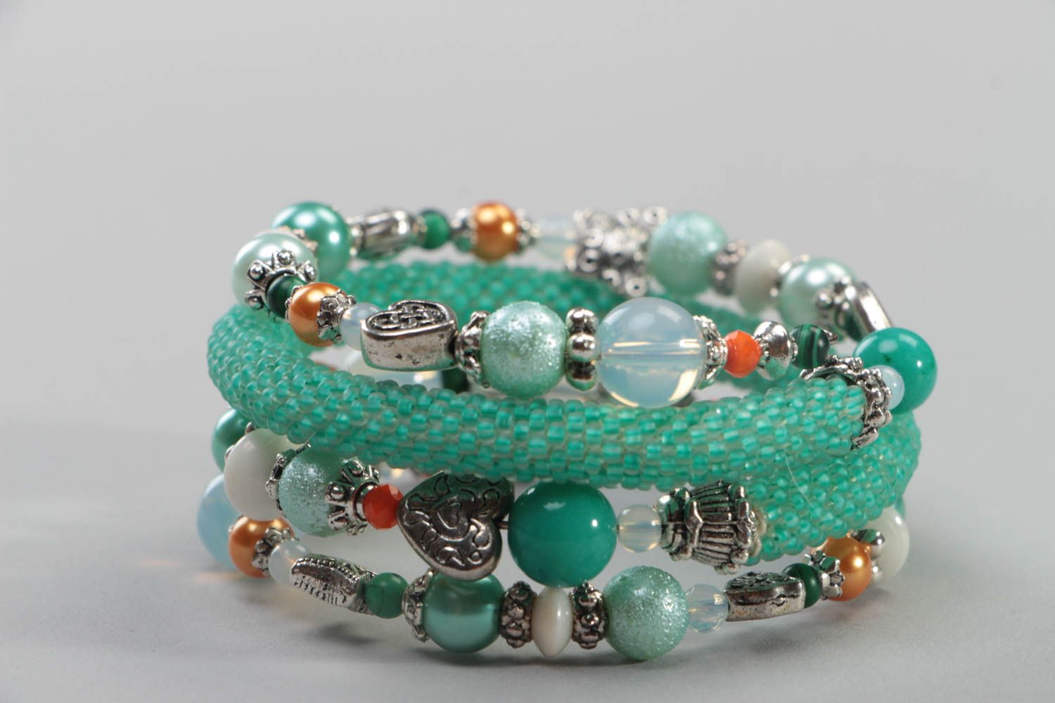 Turquoise color cham multi-layer gemstone all size bracelet for women photo 3
