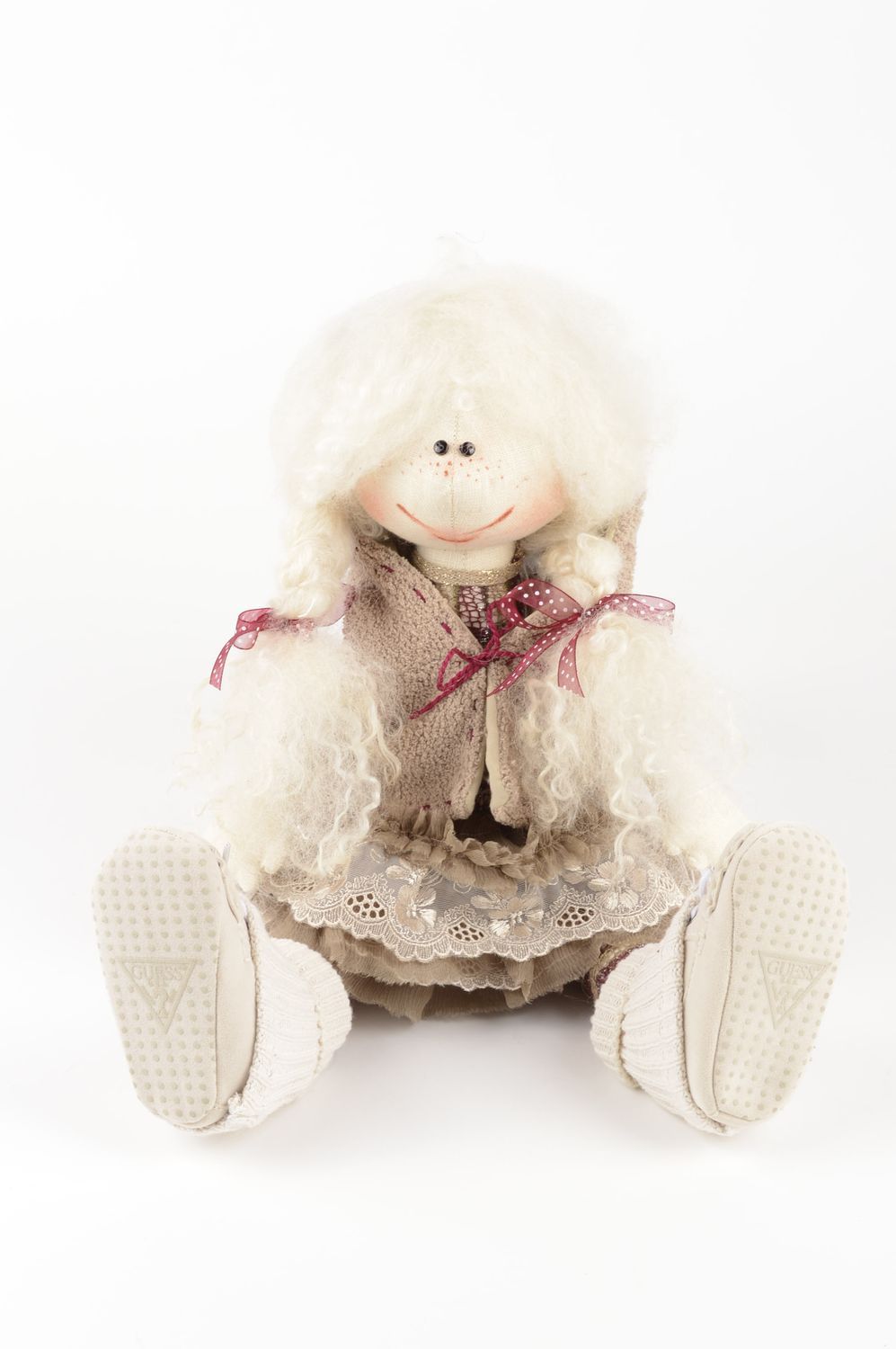 Puppe handgemacht Geschenk Idee Puppe aus Stoff Künstler Puppe schön aus Leinen foto 5
