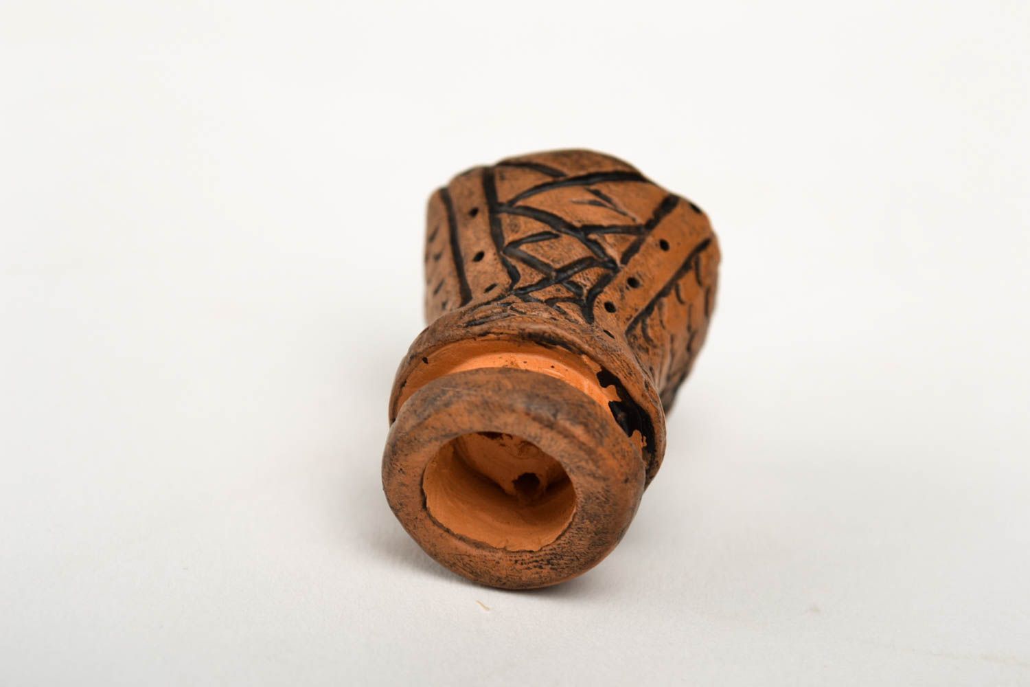 Курительная принадлежность ручной работы керамический сувенир изделие из глины фото 4