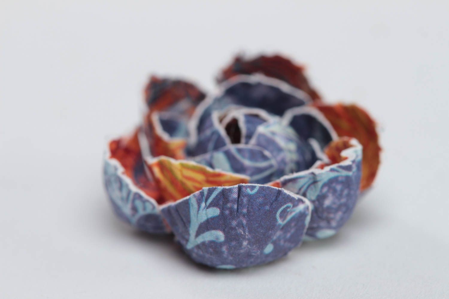 Handmade volume blue small paper flower for scrapbooking painted with watercolor photo 3