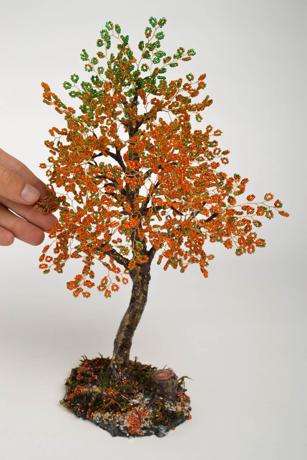 Dekorativer Baum im Herbst aus Glasperlen handmade Tisch Deko Wohn Accessoire foto 4