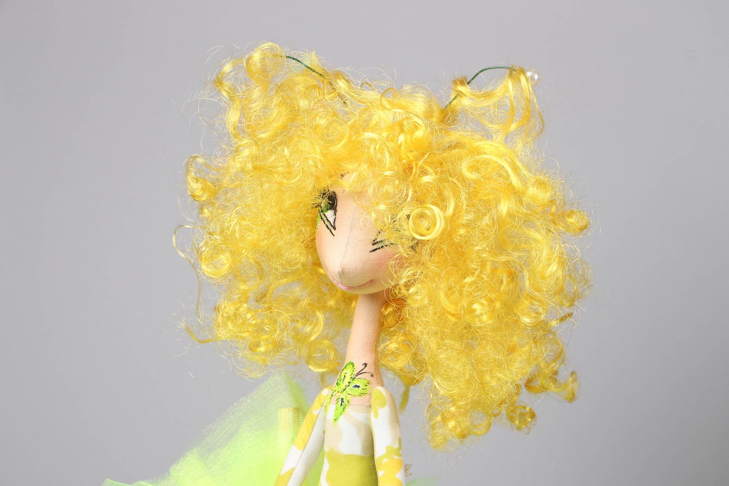 Handmade designer soft doll with stand Ballerina in Yellow photo 2