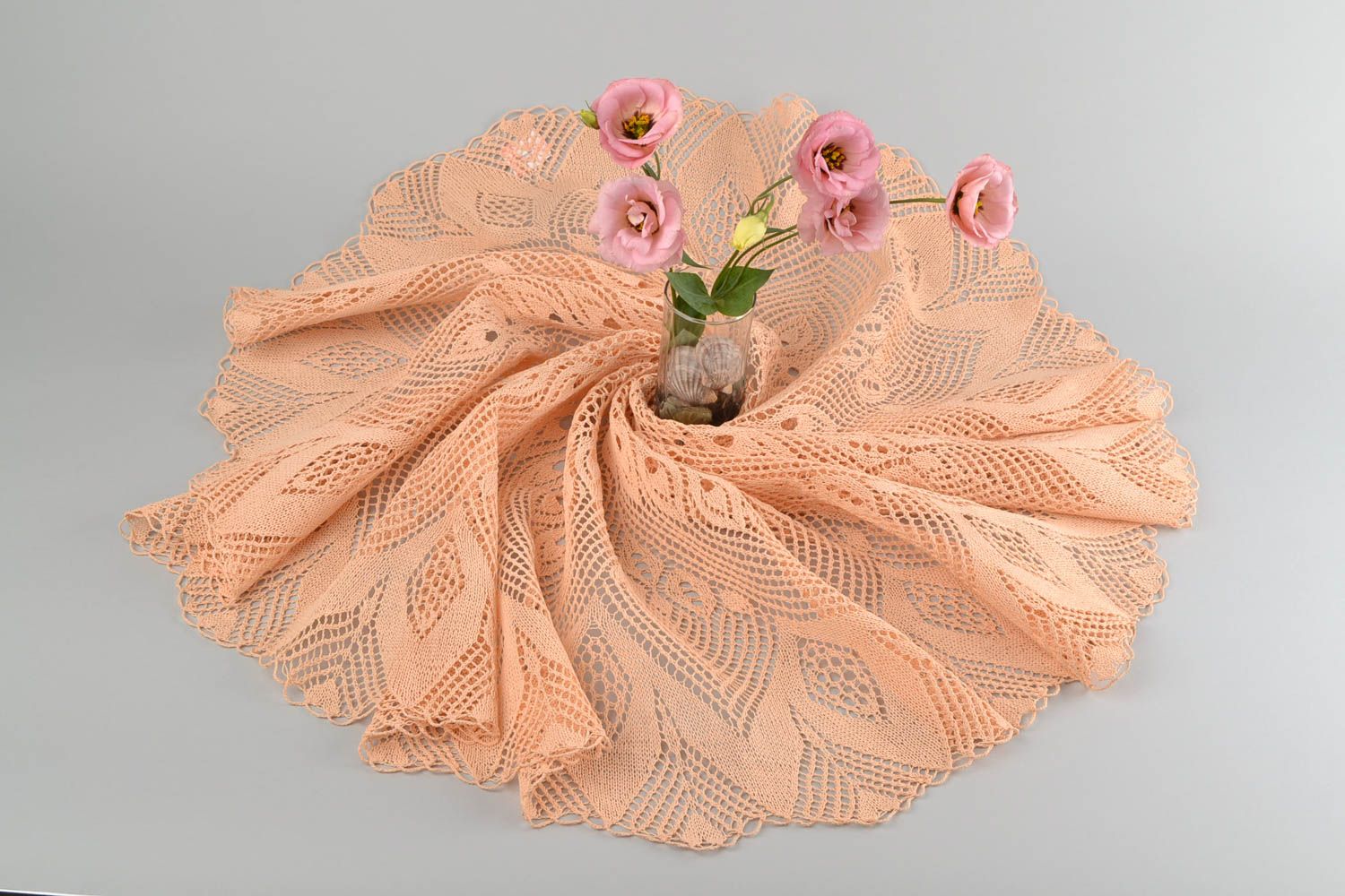 Handmade Tisch Decke Geschenk für Frau Deko Tischdecke aprikosenfarben foto 1