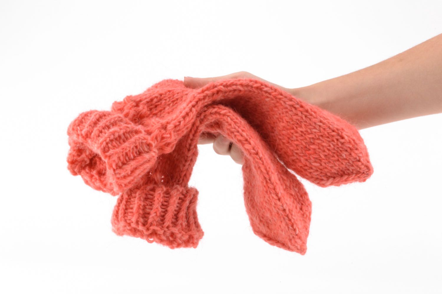 Calcetines de lana tejidos a mano rosados	 foto 5