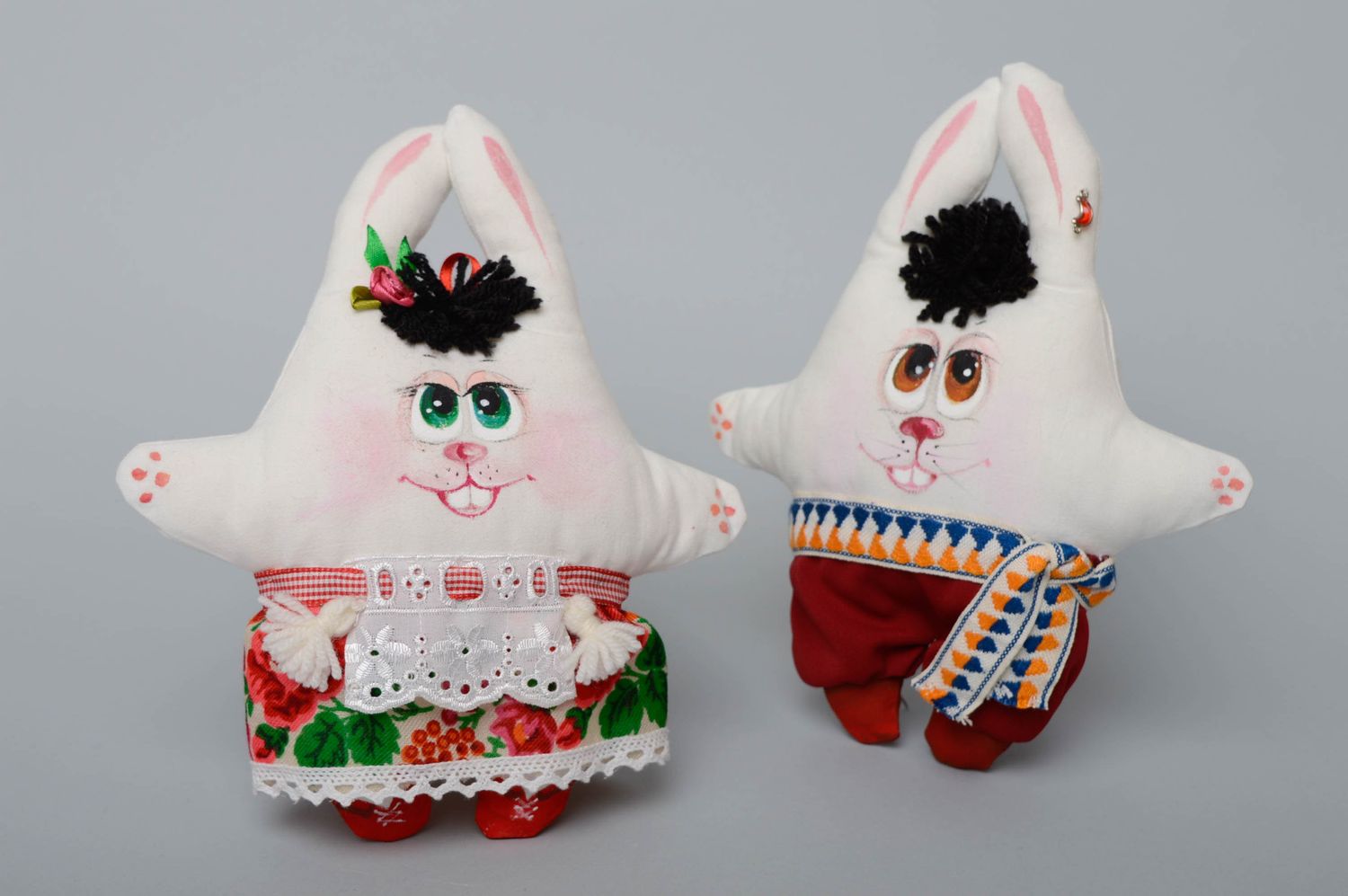 Handmade cotton soft toys Rabbits photo 1