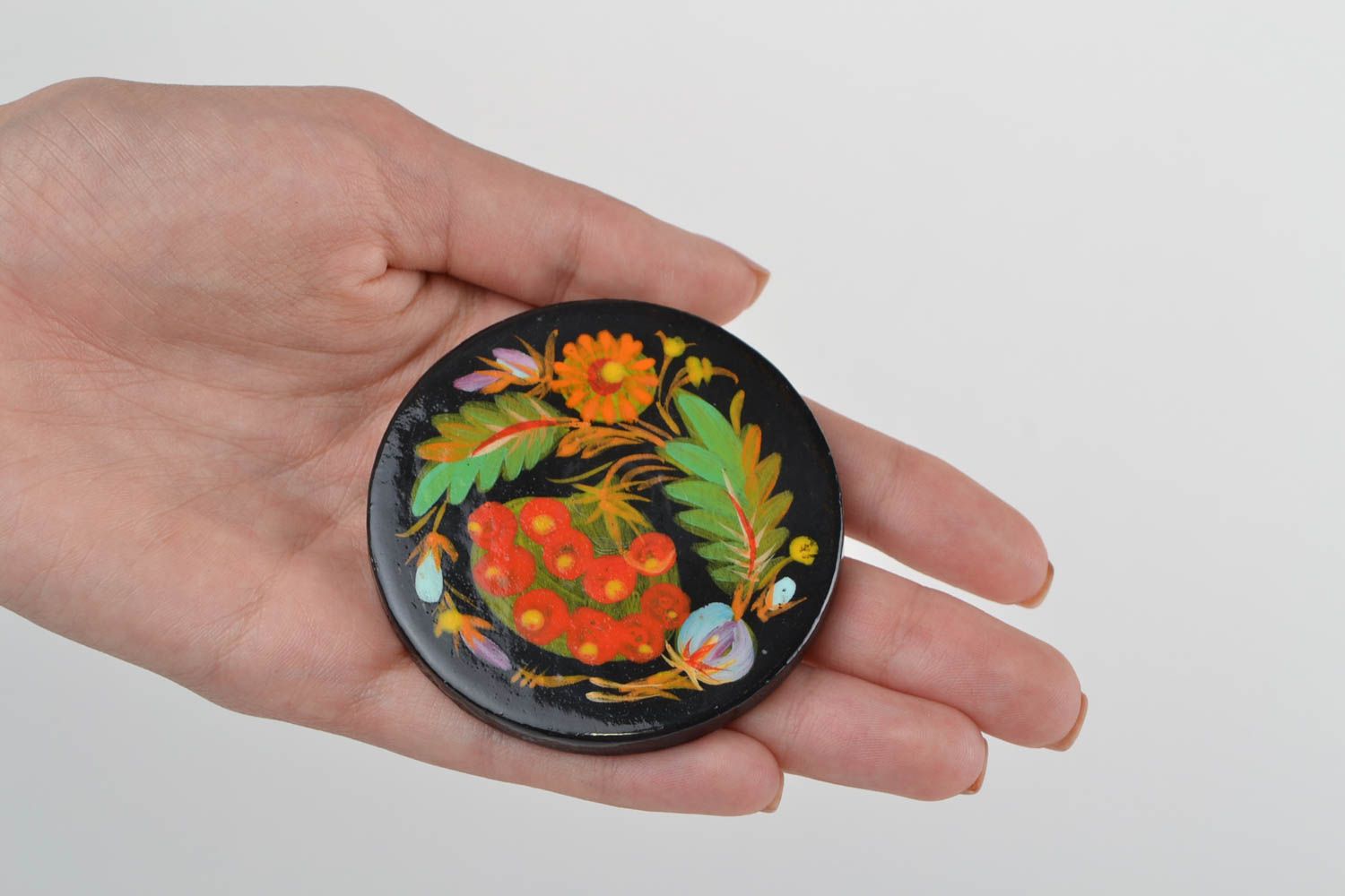 Handmade Magnet für Kühlschrank Ethno Deko Designer Geschenk aus Holz rund foto 2