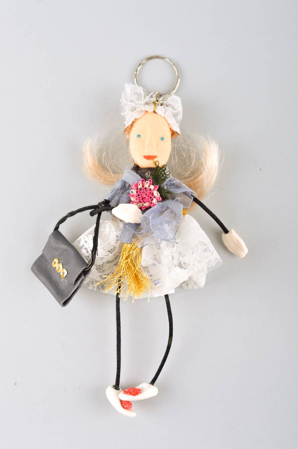 Bambola bella in stoffa fatta a mano pupazzo tessile originale decoro casa foto 2