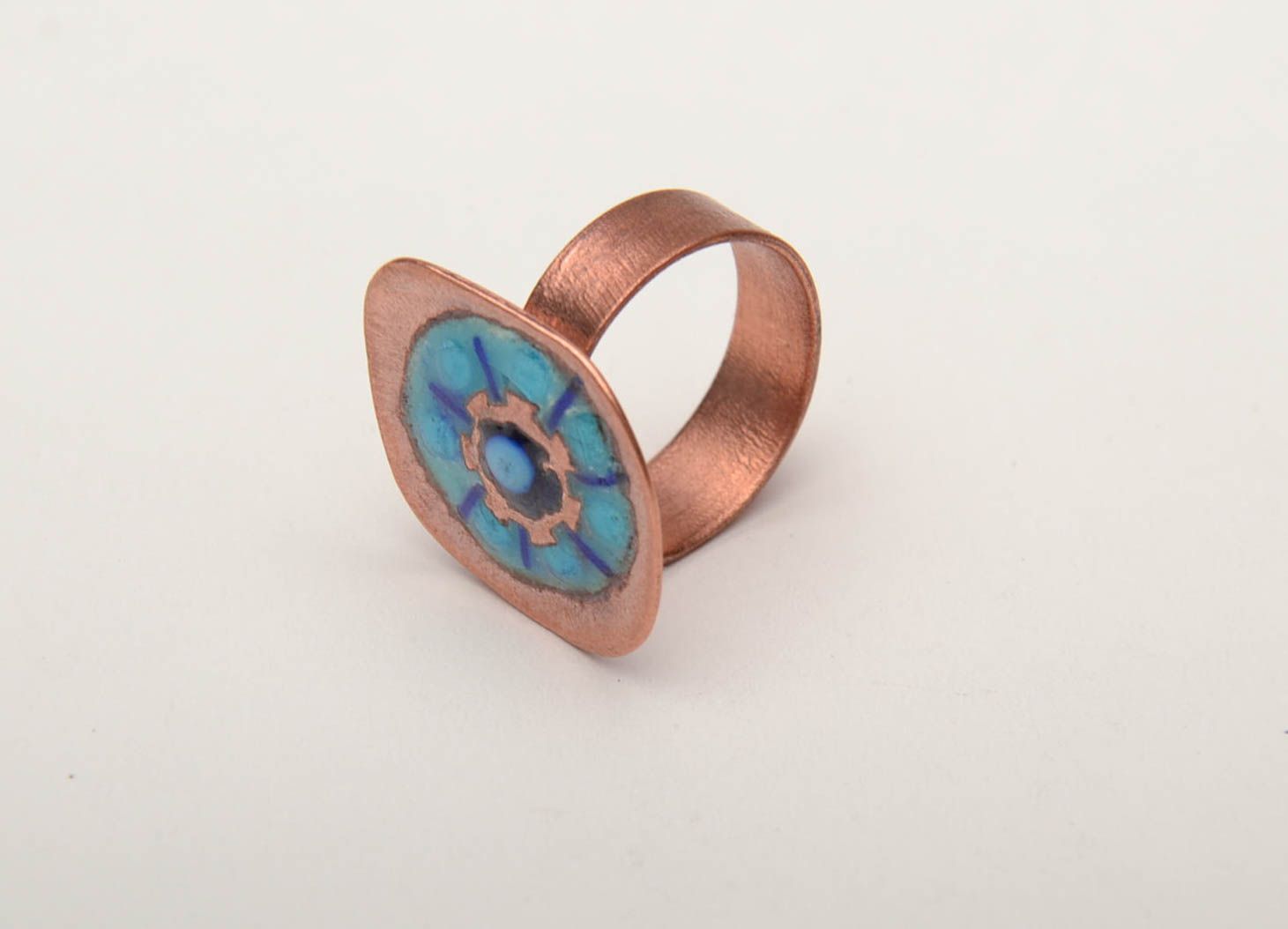 Color enamel painted copper ring photo 3