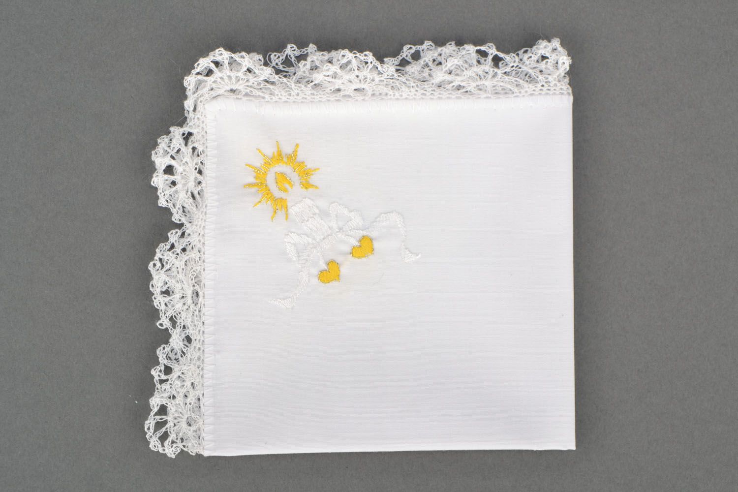 White handmade handkerchief photo 1